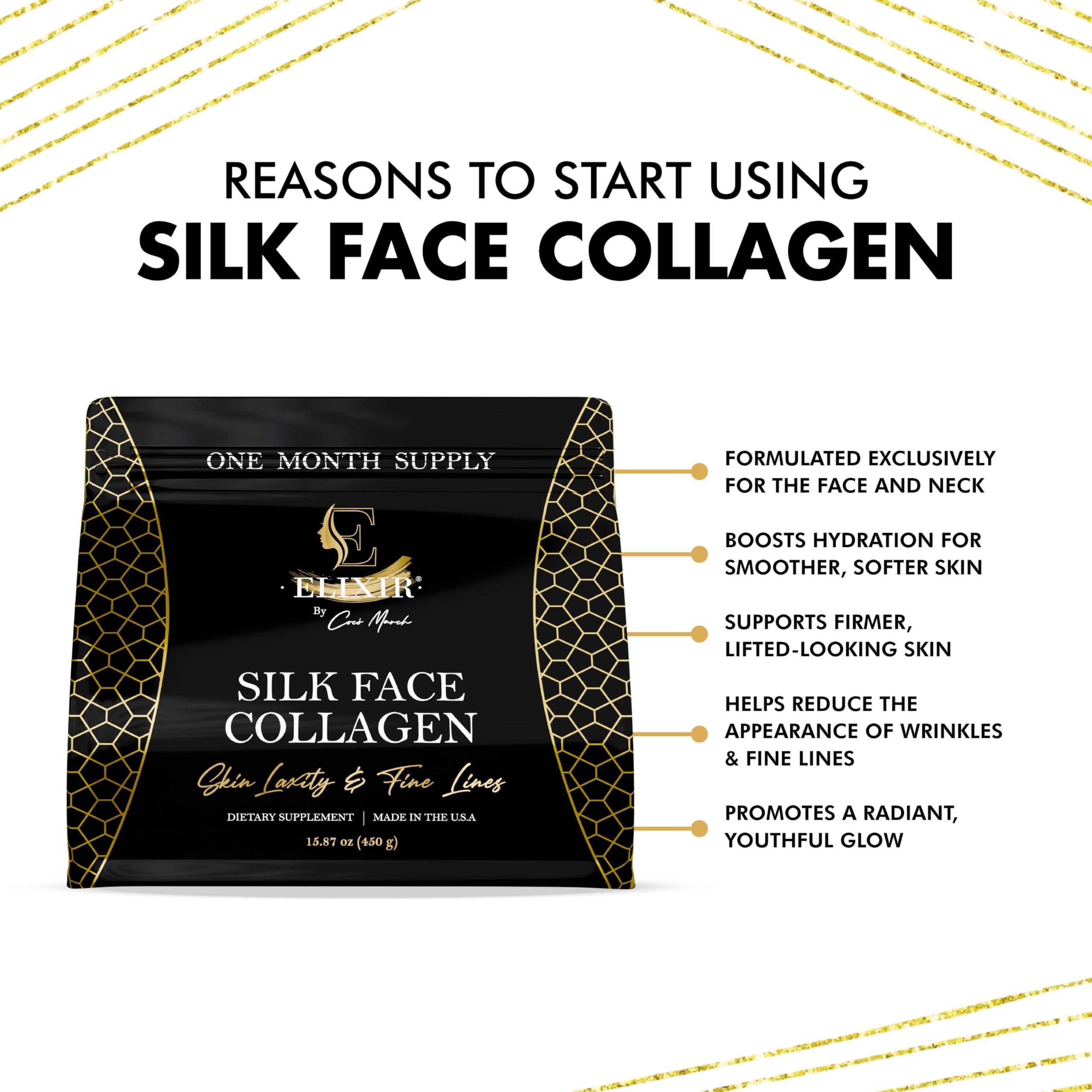 Elixir by Coc March Elixir Silk Face & Silk Collagen Bundle by Coco March for Fine Line Reduction, Luxurious Illumination, & Silky Radiance for Skin, Hair, Nails, and Joints