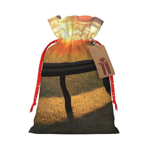 SSIMOO Lonely Bench Sunset Reusable Christmas Gift Bags,Elegant Artistic Craft,Your Go-To Solution For Gift Packaging