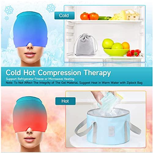 EEUK Headache Hat for Migraine Hot and Cold, Compressed Ice Head Wrap Wearable Strechable & Flexible Cold Hot Therapy for Tension Headache Relief, Puffy Eyes, Sinus & Stress Relief(Color:Purple)