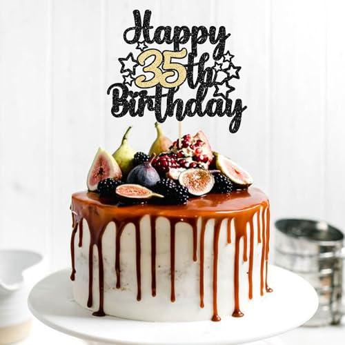 Gyufise Gyufise 1Pc Happy 60th Birthday Cake Topper Black Gold Glitter Cheers to 60 Years Birthday Cake Pick 60 Fabulous Cake Decoration for Happy 60th Birthday Anniversary Party Supplies