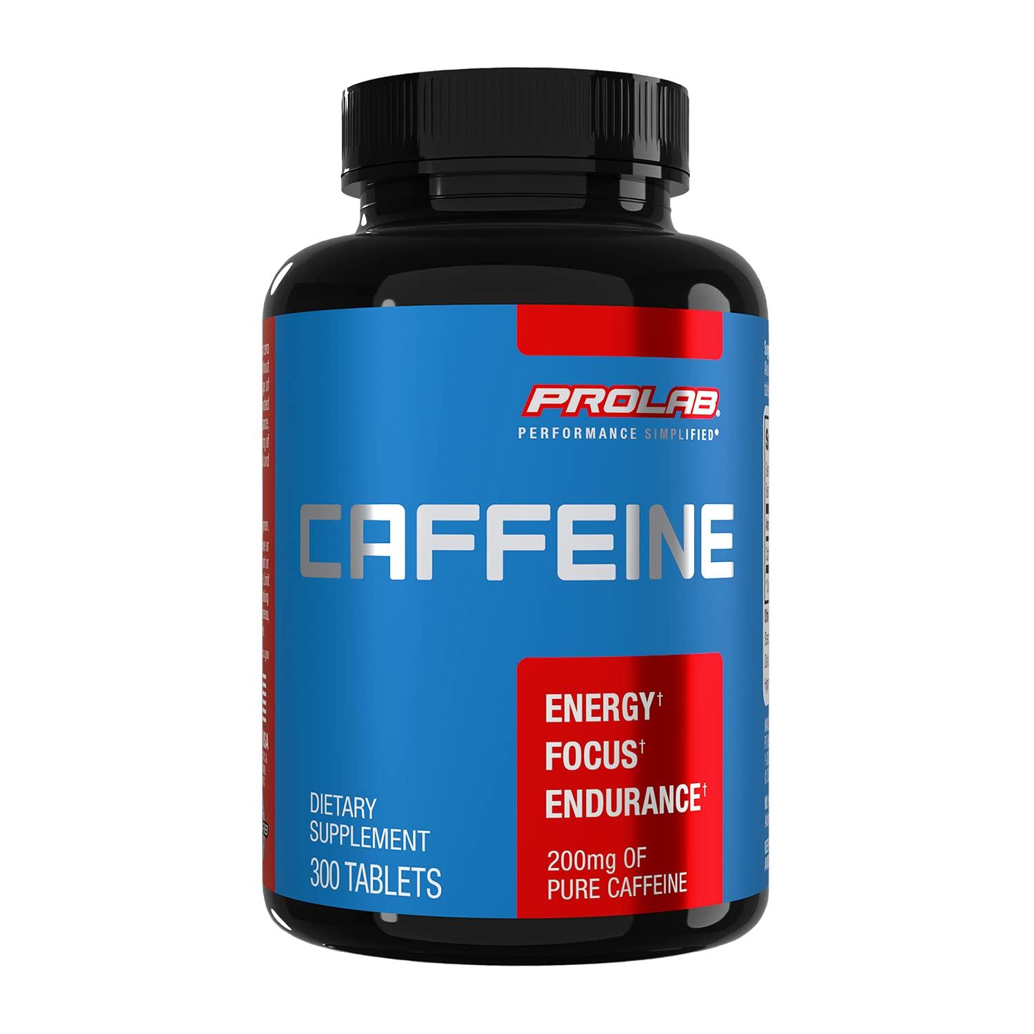 ProLab ProLab Caffeine Tablets 200mg - 300ct | Energy Support, Helps Enhance Endurance & Mental Focus, Reduce Fatigue, Pre-Workout, Extra Strength