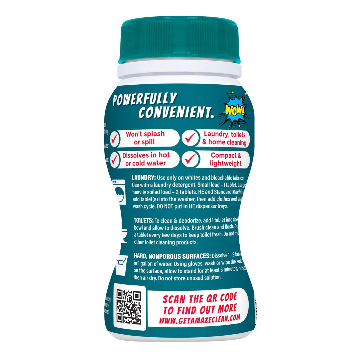 AMAZE AMAZE Ultra Concentrated Bleach Tablets [32 tablets] - Meadow Scent - for Laundry, Toilet, and Multipurpose Home Cleaning. No Splash Liquid Bleach Alternative