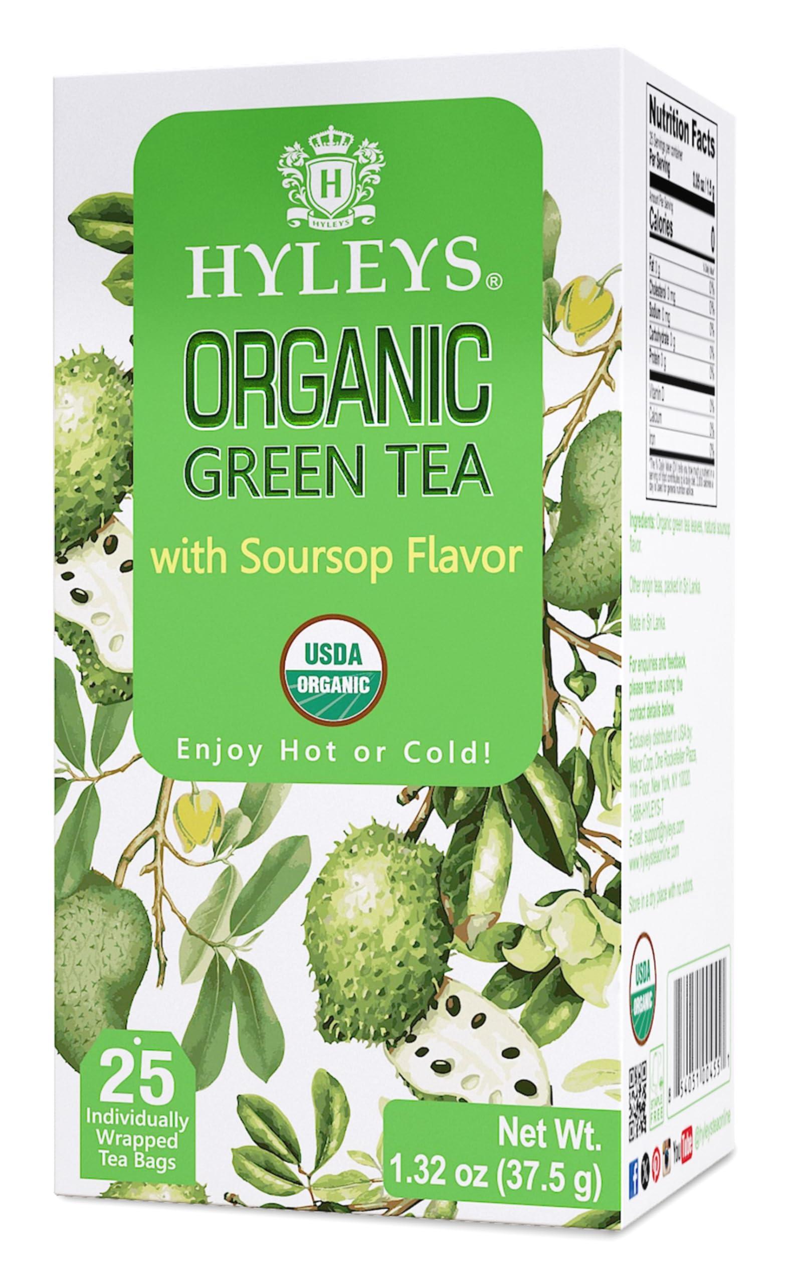 HYLEYS Hyleys Organic Green Tea Soursop Flavor - 25 Tea Bags - (6 Pack - 150 Tea Bags Total) - Graviola Guanabana Tea