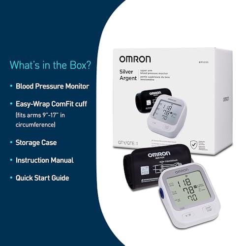 Omron OMRON Silver Upper Arm Blood Pressure Monitor with Large Display, Clinically Validated, Medical Grade, FDA Cleared, FSA/HSA Eligible, Uses OMRON Connect App for Unlimited Free Measurements