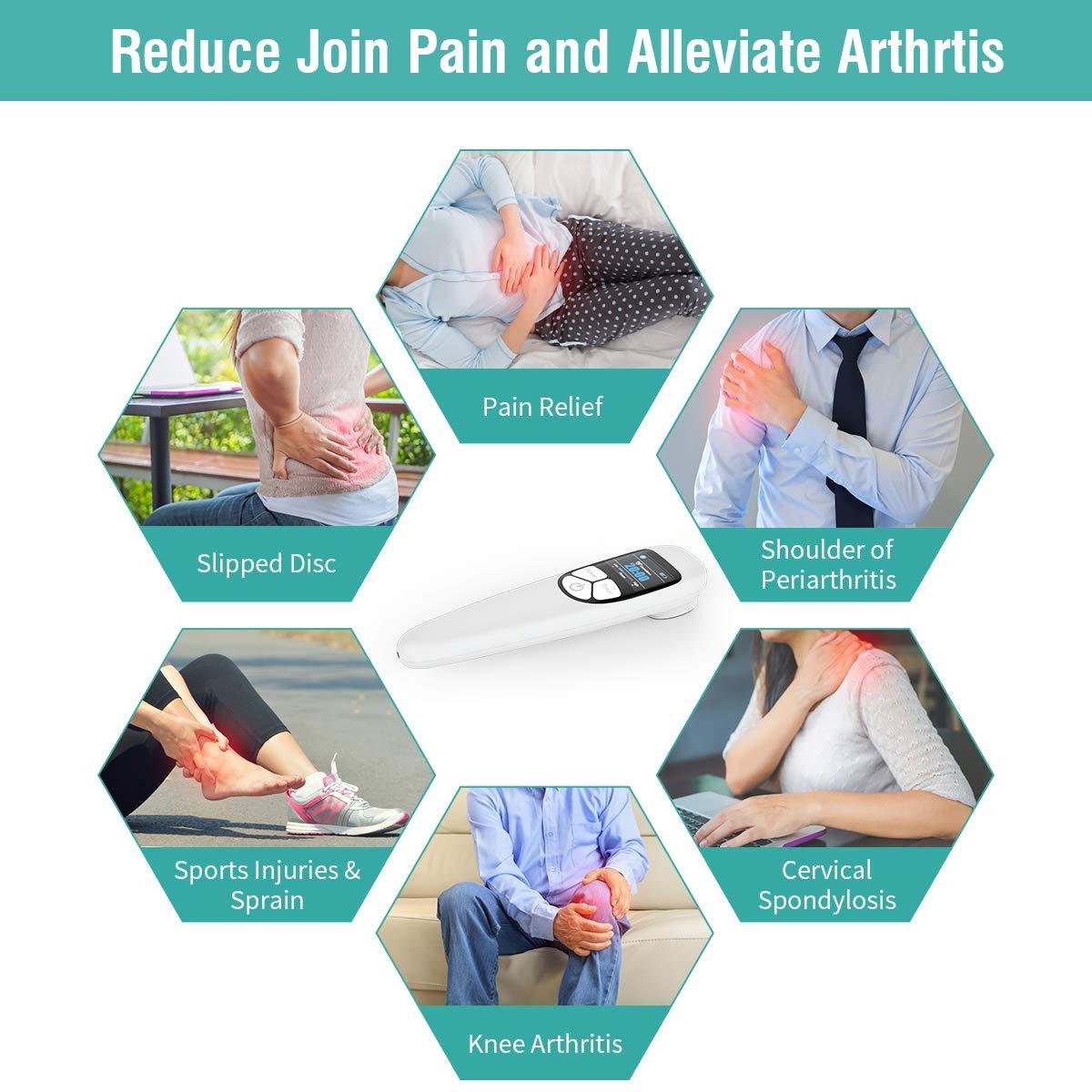 YOUICHIC Handheld Cold Laser Therapy Device with LED Display, Low Level Red Light Therapy for Dog Human Pain Relief Joint and Muscle, Body Back Shoulder Knee Pain, 4 Power & 4 Timer