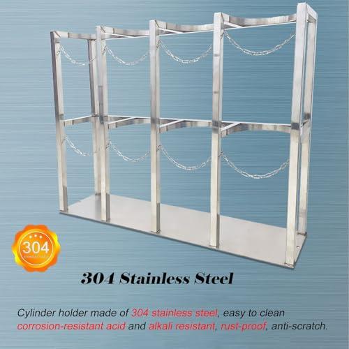 MZZKFC MZZKFC 40 60 100 CM Heigh Gas Cylinder Organizer Shelf with Protective Chain, 304 Stainless Steel Gas Cylinder Storage Rack, Factory/Lab Gas Cylinder Holder(Inlet 6.3 in-8.7 x 7.9 x 15.7 in)