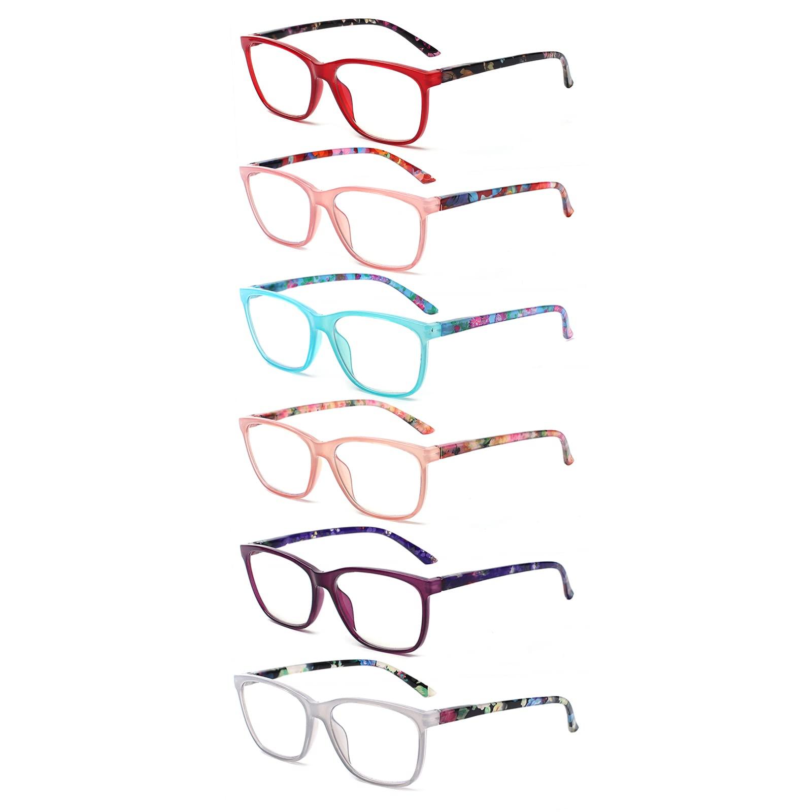 SIGVAN SIGVAN Ladies Reading Glasses Blue Light Blocking Spring Hinge Fashion Pattern Print Eyeglasses for Women (mix colors, 1.25, multiplier_x)