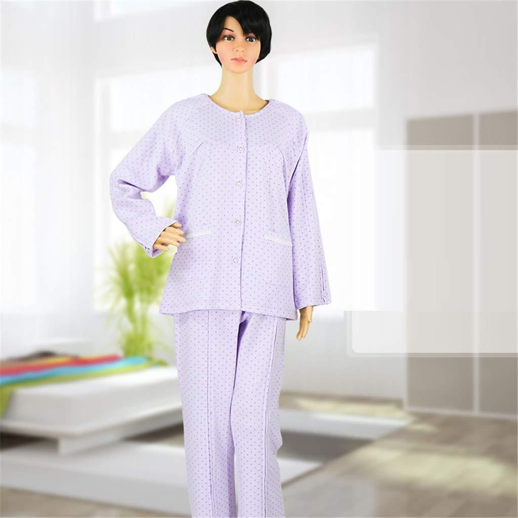 Whryspa Patient Pajamas Home Care Clothing Suit for Fracture,Disability,Surgery Patients,Paralysis,Long Bedridden Elderly,Easy to Wear Off,Pants,M