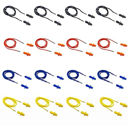 AXBUS Ear Plugs for Sleeping Noise Canceling, 16 Pairs Reusable Ear Plugs Soft Silicone Earplugs Noise Reduction with Nylon Cord Hearing Protection for Shooting,Snoring,Travel, Work, Studying, Loud Noise
