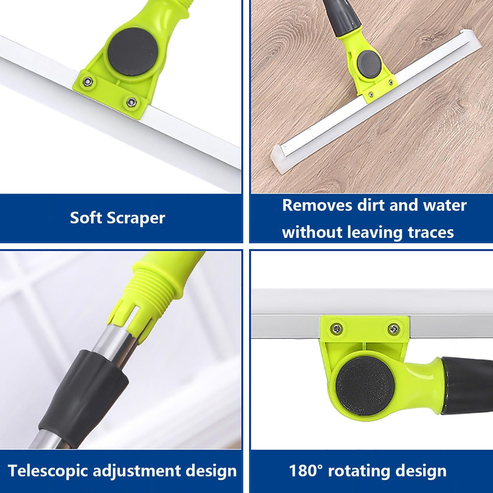 RRRYYYZZ RRRYYYZZ Floor Squeegee for Concrete Floor, with 51 Long Handle Squeegee Broom for Floor, Magic Broom Squeegee Cleans Glass,Fine Dust,Hair,Liquids