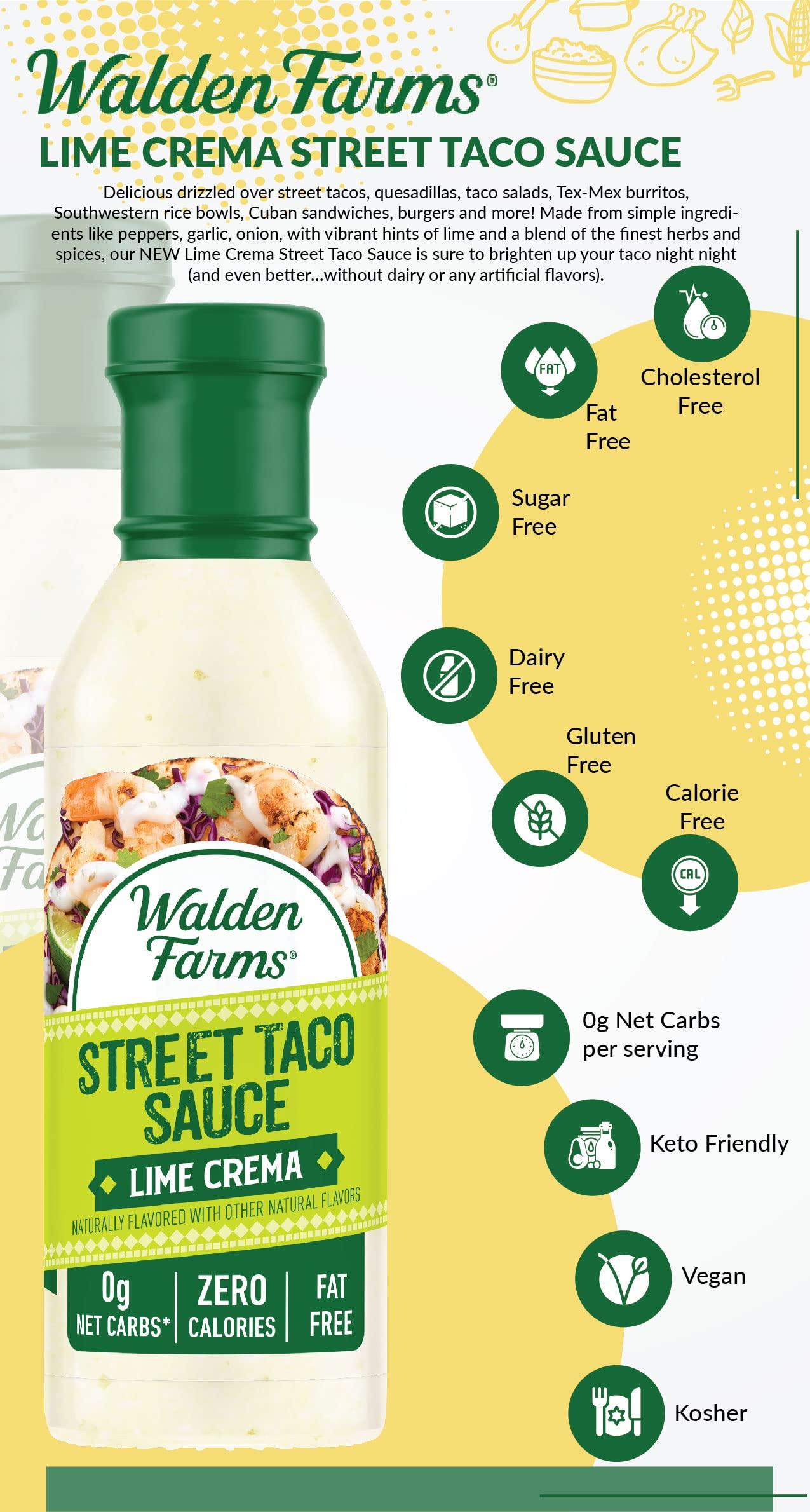 Walden Farms Walden Farms Street Taco Sauce Lime Crema - Calorie-Free, Gluten-Free, Low Carb, Keto-Friendly, Sugar-Free, Tangy Lime Crema Flavor, (12 oz Bottle x 2)