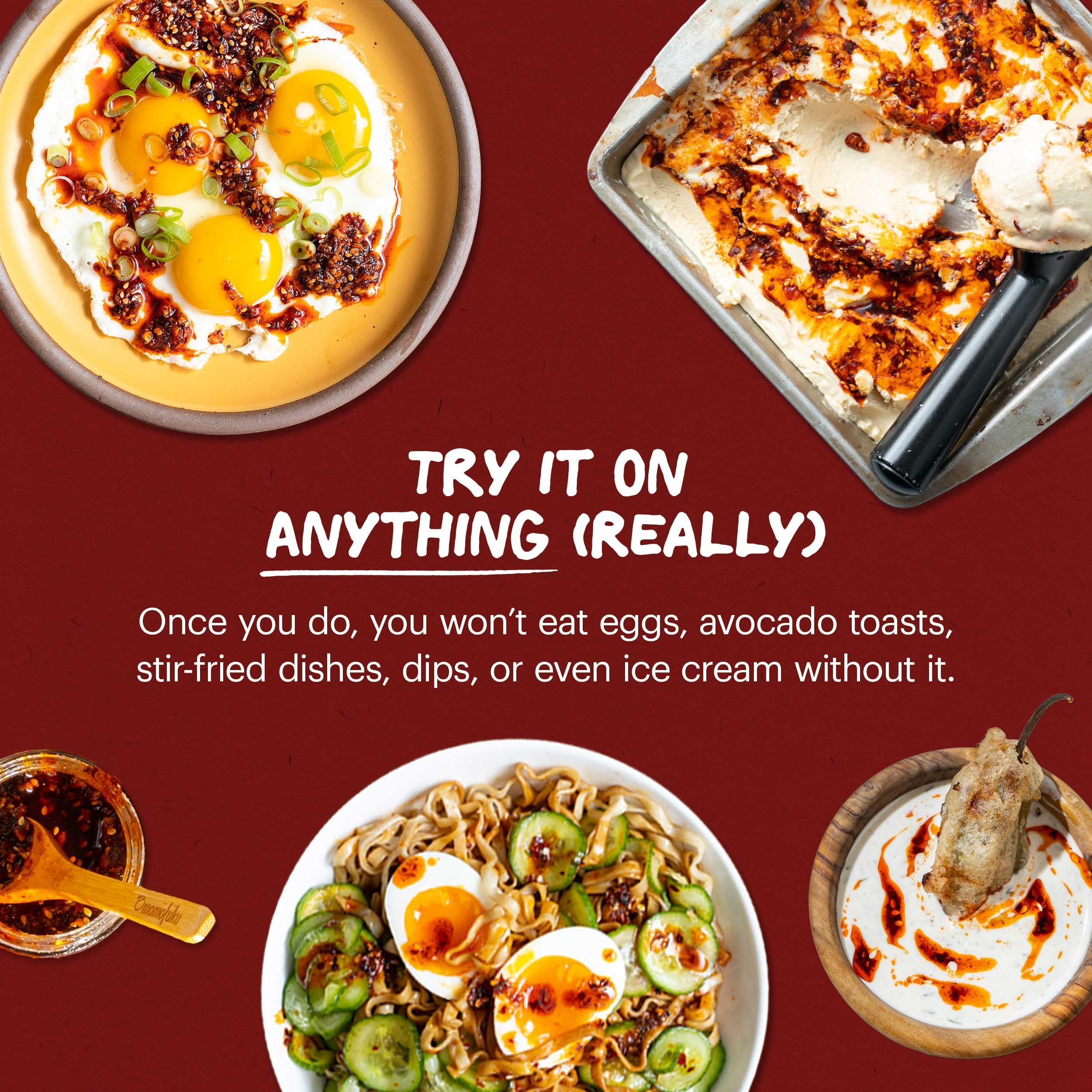 MOMOFUKU Momofuku Chili Crunch Variety Pack by David Chang, 3 Pack (5.3 Ounces Each), Chili Oil with Crunchy Garlic and Shallots, Spicy Chili Crisp Sauce or Ramen Topping