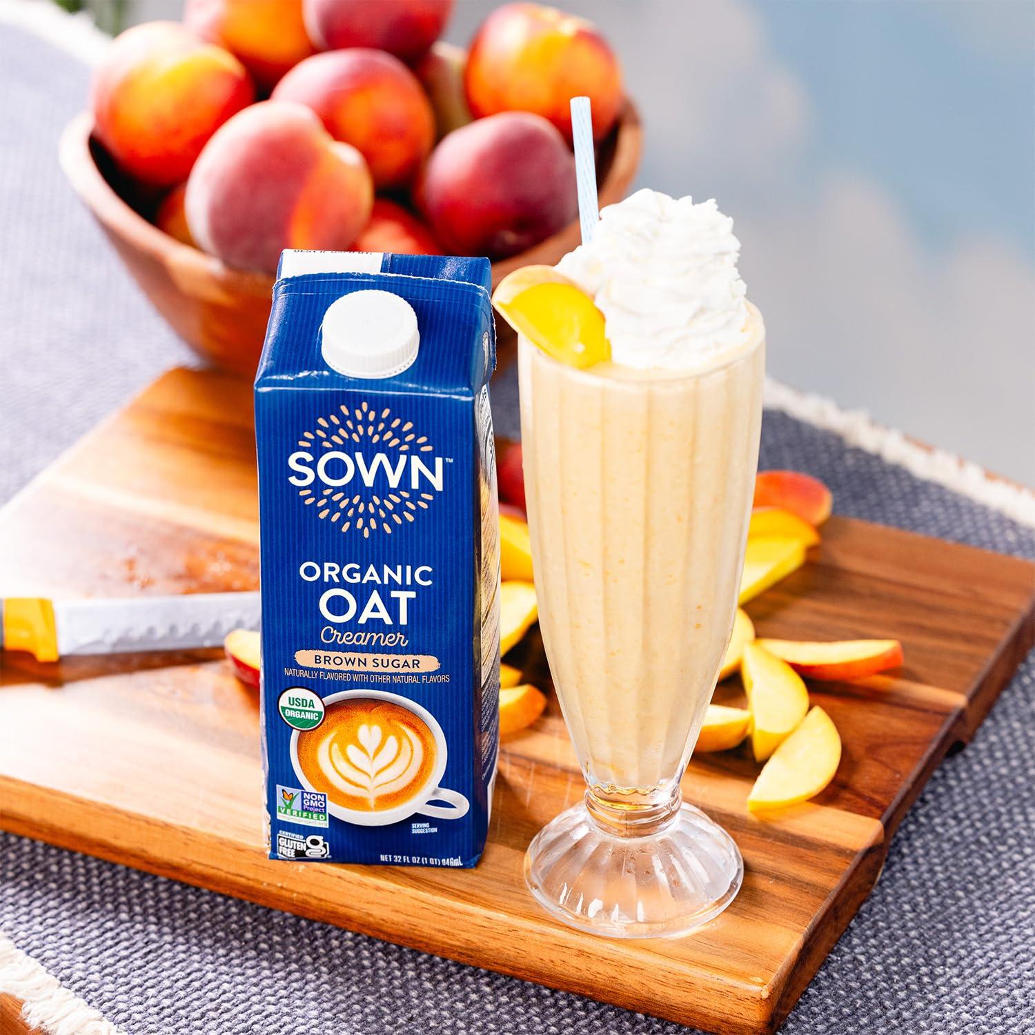 SOWN SOWN Organic Oat Creamer Brown Sugar - Barista Oat Milk Non Dairy Coffee Creamer - Plant Based, Dairy-Free, Vegan, Gluten-Free, Non-GMO, Shelf Stable - 32oz (Pack of 6)