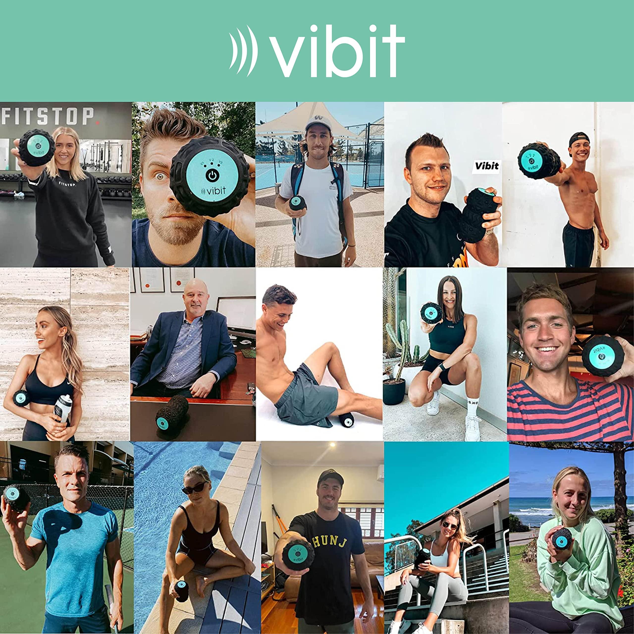 Vibit Vibit - Vibrating Massager for Plantar Fasciitis, Pain Relief and Sciatica, Foot and Body Portable Massage Roller, Deep Tissue Pain Relief from Feet to Neck, Electric, 3 Vibration Levels (Pink)