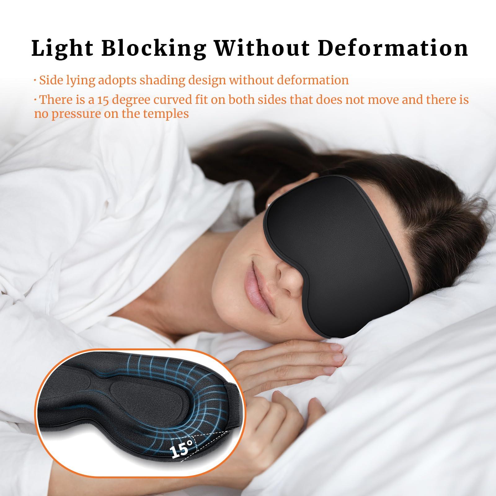 AOAWI AOAWI Sleep Eye Mask 3D Contoured Cup Soft and Gentle, Breathable, Comfortable for Side Sleeping, Travellers, Yoga, Men, Women, Adjustable, with Silicone Ear Plugs for Sleeping Noise Reductions