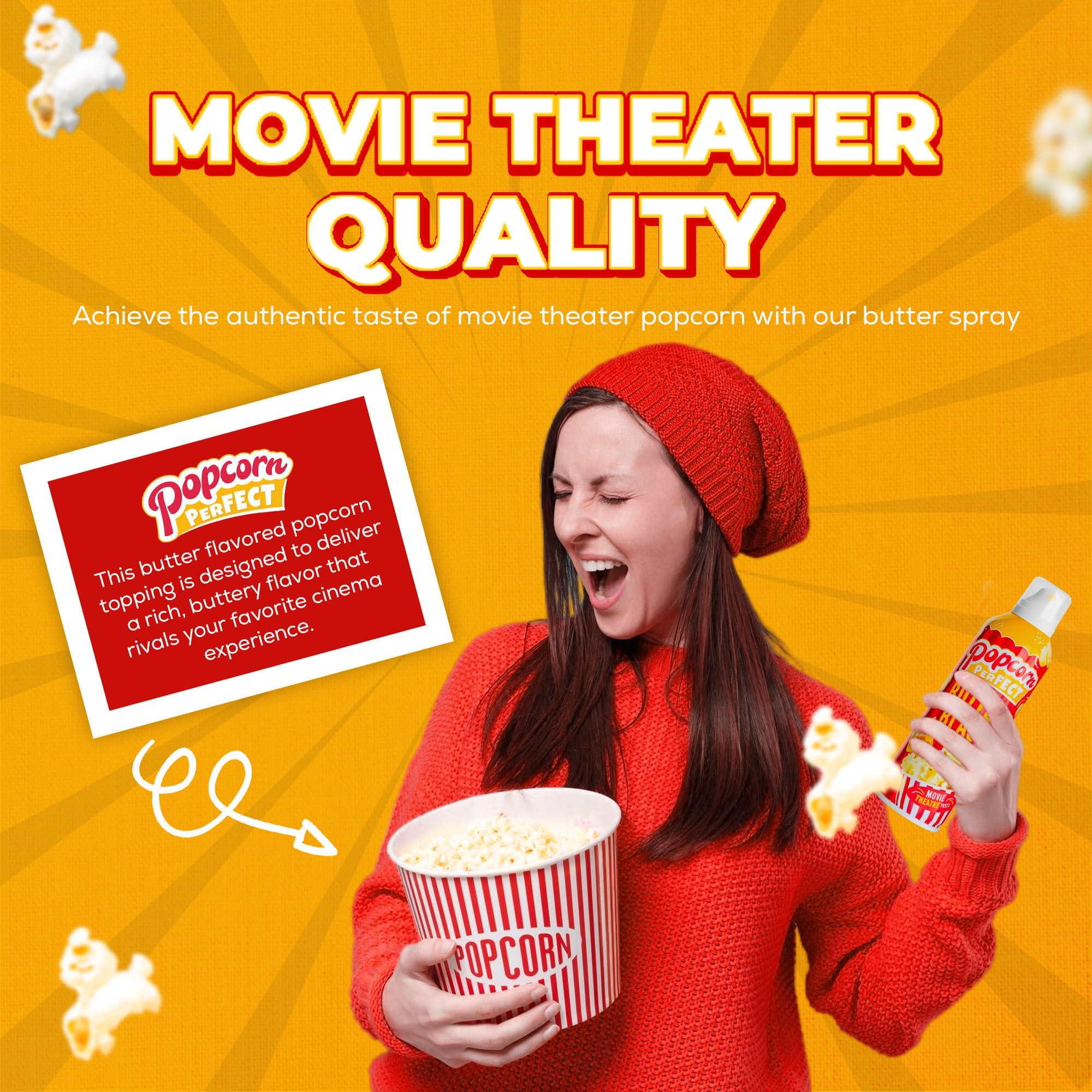 Popcorn Perfect POPCORN PERFECT: Popcorn Butter spray for Microwave and Popcorn Maker, Pop Corn Alternative to Oil, Tastes like Movie Theatre Butter, Better than Kettle corn & Dry Seasoning Toppings, 5 oz (3 Pack)