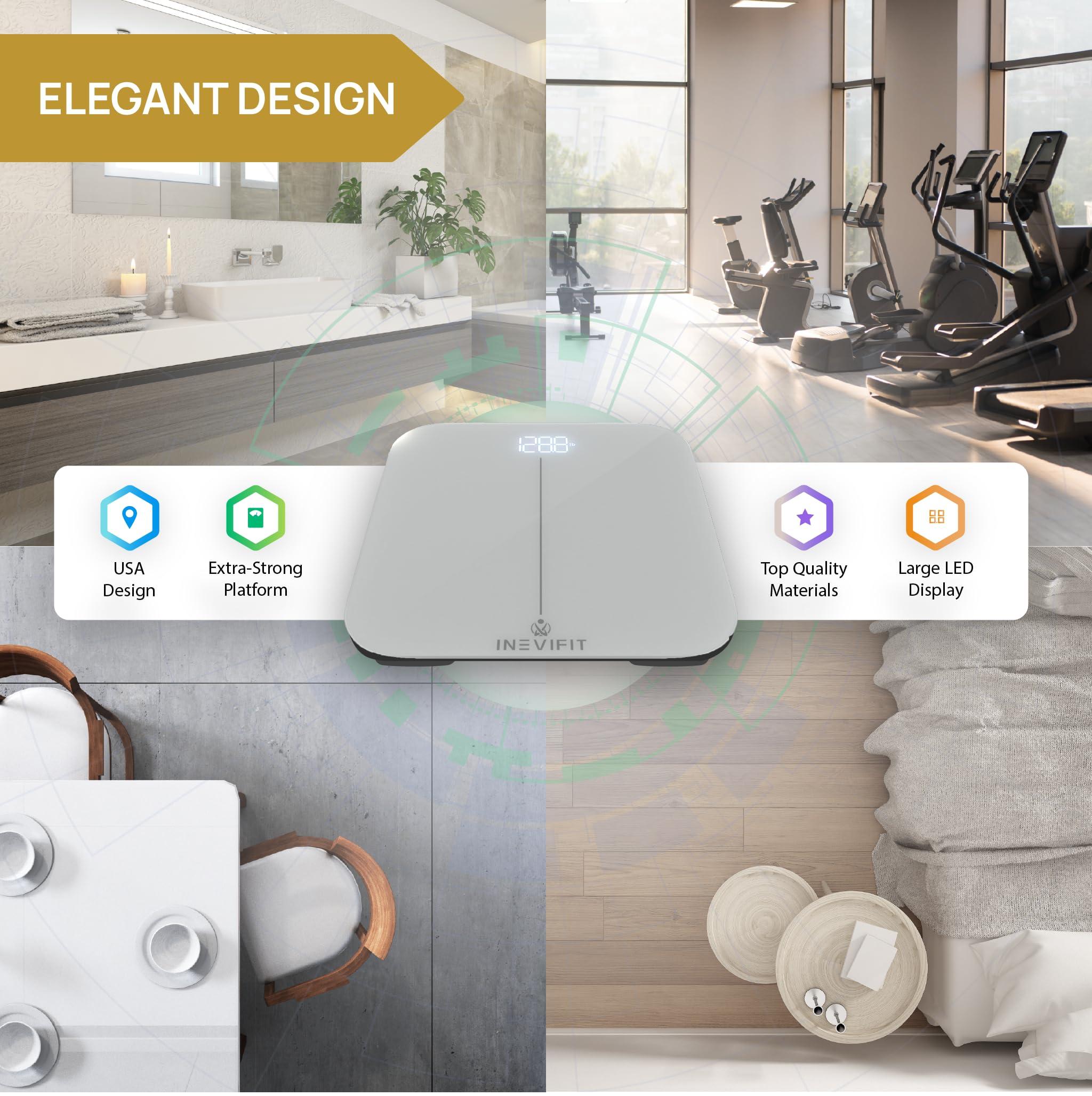 inevifit INEVIFIT Smart Premium Bathroom Scale, Highly Accurate Bluetooth Digital Bathroom Body Weight Scale, Precisely Measures Weight & BMI for Unlimited Users