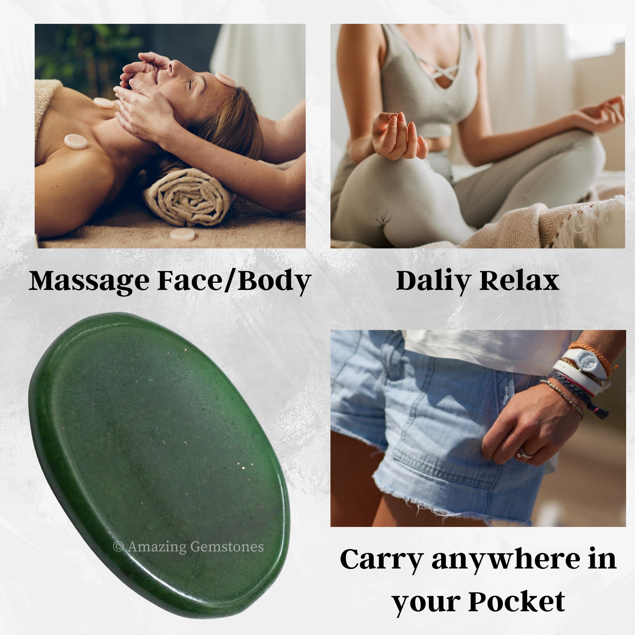 Amazing Gemstone Green Jade Aventurine Worry Stone Crystals and Healing Stones - Worry Stones for Stress Relief Gifts - Piedra Crystal Fidget for Meditation - Unique Stocking Stuffers and Birthday Gifts for Women, Men