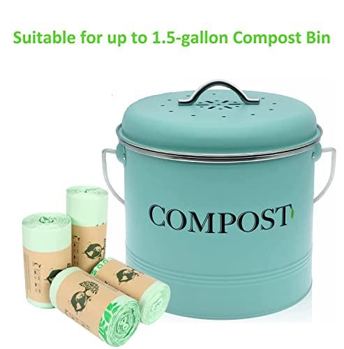 mavere 100% Compost Bags for Kitchen Countertop Compost Bin - 1, 1.2, 1.3, 1.5 Gallon, Kitchen Food Scrap Waste Compostable Small Trash Bags, ASTM D6400, US BPI and Europe OK Compost Home Certified, 100ct