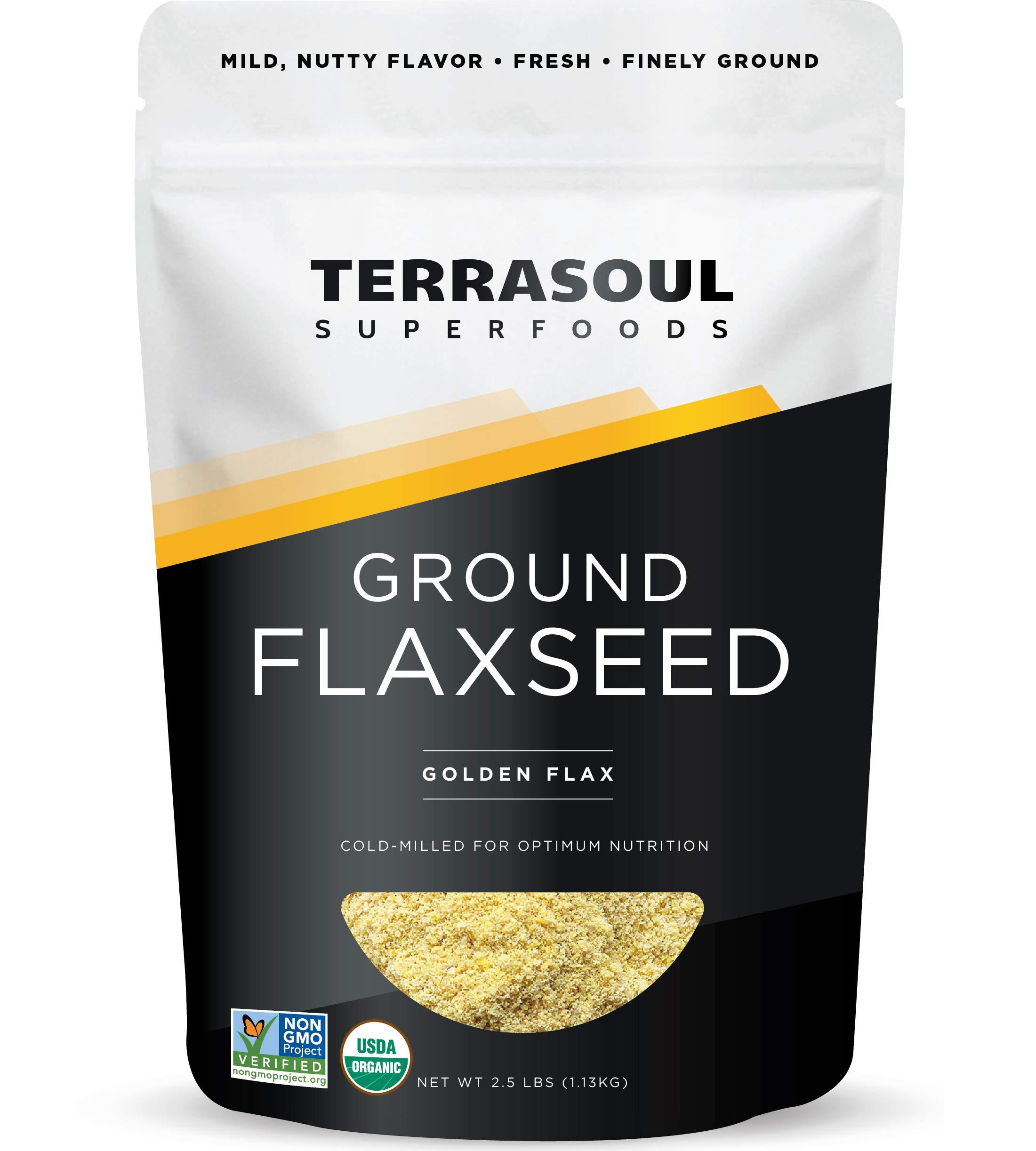 Terrasoul Superfoods Terrasoul Superfoods Organic Ground Flax Seeds, 2.5 Pound - Finely Ground | Smooth Texture | Golden Flax