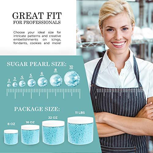 O'CREME O'Creme Blue Edible Sugar Pearls Cake Decorating Supplies for Bakers: Cookie, Cupcake & Icing Toppings, Beads Sprinkles For Baking, Certified, Candy Sugar Ball Accents (4mm, 8 Oz)