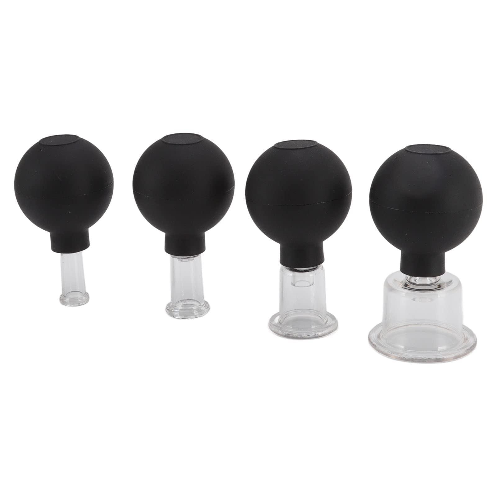 JEOZBM JEOZBM Glass Cupping Set, 4 Pieces Facial Cupping Therapy Set Glass, Silicone Cupping Cups, Massage Vacuum Suction Cupping Cups for Body Face Leg Arm Back Shoulder Muscle