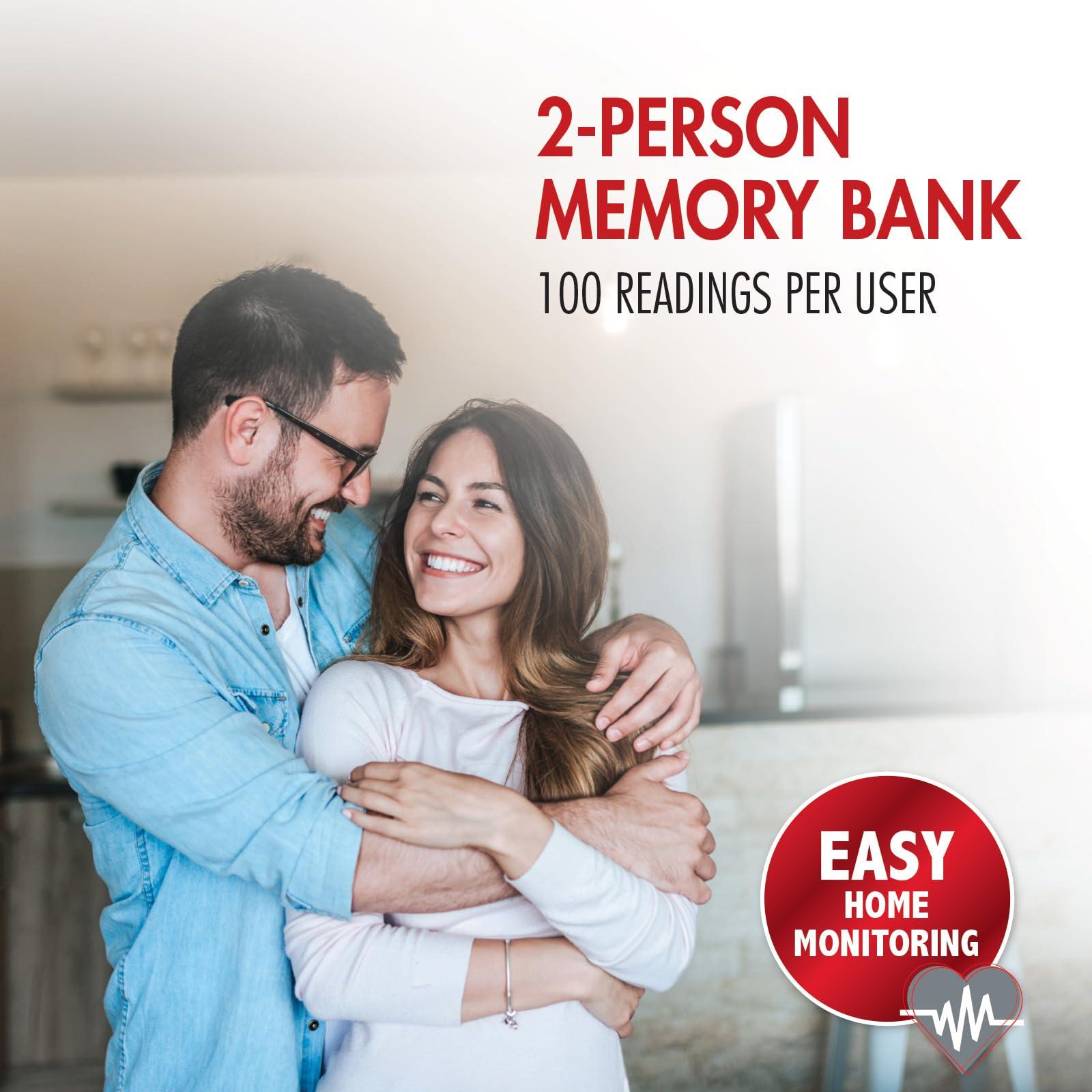 Heartsmart SmartHeart Blood Pressure Monitor | Wide-Range Upper Arm Cuff | Talking English Spanish Audible Instructions and Results | 199-Reading Memory