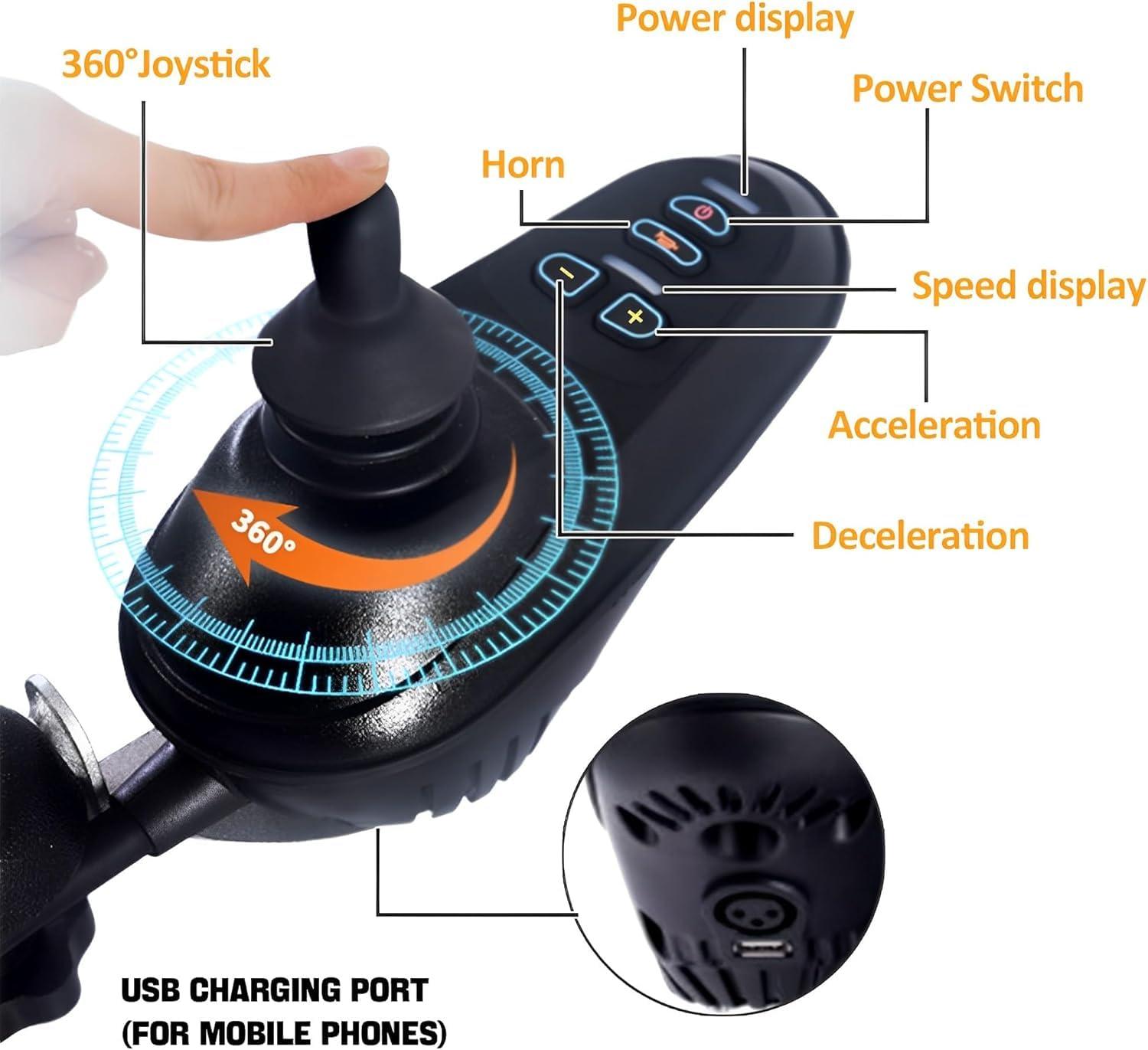 loktch Lightweight Electric Wheelchair for Adults27lb Lightweight Electric Wheelchairs for Adults,15 Miles Long Range Power Wheelchair Intelligent Motorized Wheelchair for Seniors All Terrain Wheelchairs