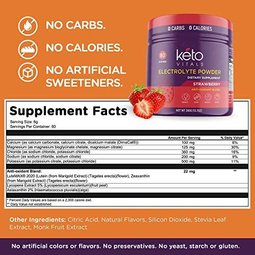 Keto Vitals Keto Vitals Electrolyte Powder | Keto-Friendly Electrolytes with Potassium, Magnesium, Sodium, Calcium | Keto Electrolytes Supplement Energy Drink Mix | Sugar-Free, Zero Calories, Zero Carbs