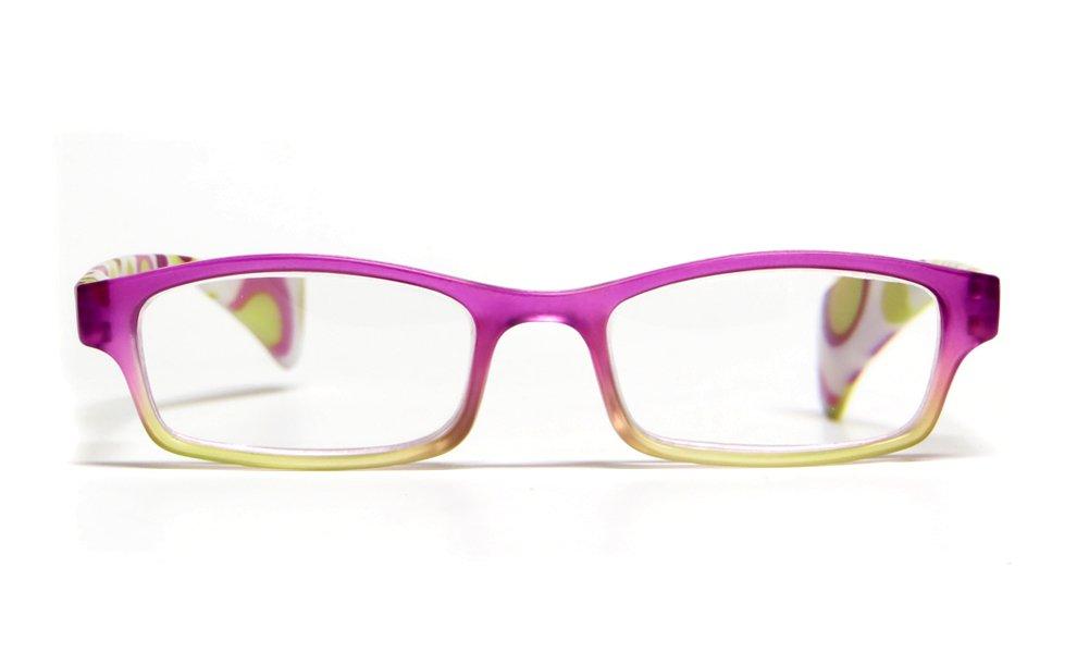 Calabria Calabria Hannah Reading Eye Glasses +5.00 Pink Yellow Polka Dot Women Trendy Readers Rectangular Eyeglasses w/Case