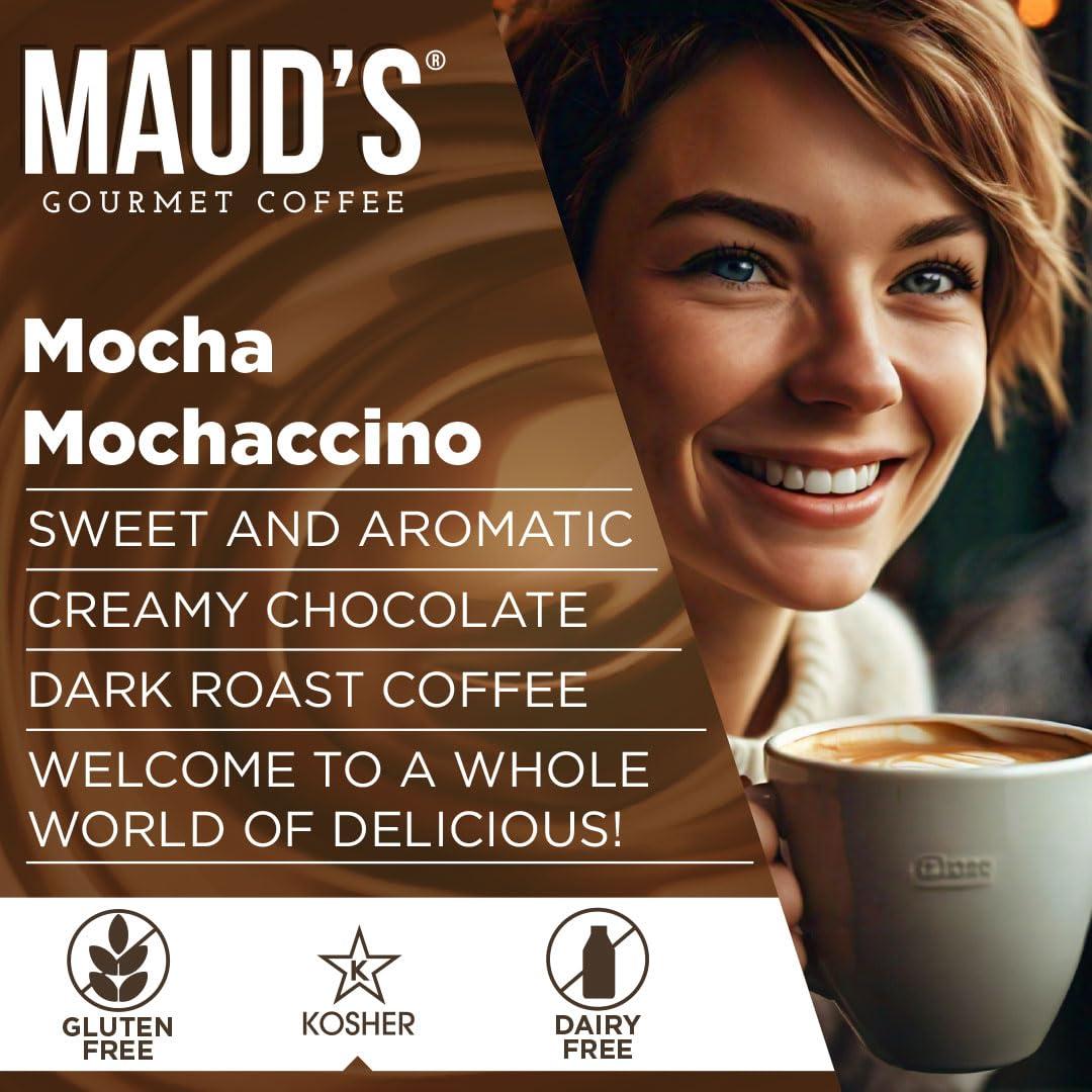 MAUD'S Maud\'s Chocolate Mocha Cappuccino Coffee Pods, 18 ct | Mochaccino Mocha Flavor | 100% Arabica Coffee | Solar Energy Produced Recyclable Pods Compatible with Keurig K Cups Maker