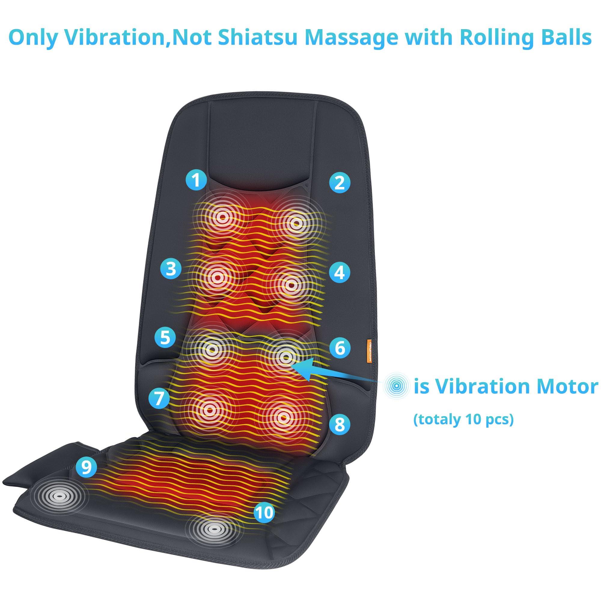 CARSHION CARSHION 10 Vibration Motors, Massage Seat Cushion with Heat,Back Massager for Chair Back Massager Heated Seat Cover Massage Chair Pad for Pain Relief Home Office Use