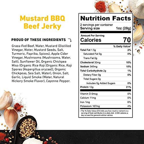 Country Archer Country Archer Grass Fed Beef Jerky Mustard BBQ - Zero Sugar Beef Jerky, Sugar Free Beef Jerky Snack Pack, Mustard BBQ Beef Jerky Bulk, Individual Beef Jerky Pack, Gluten Free, Paleo- 2 oz (Pack of 6)