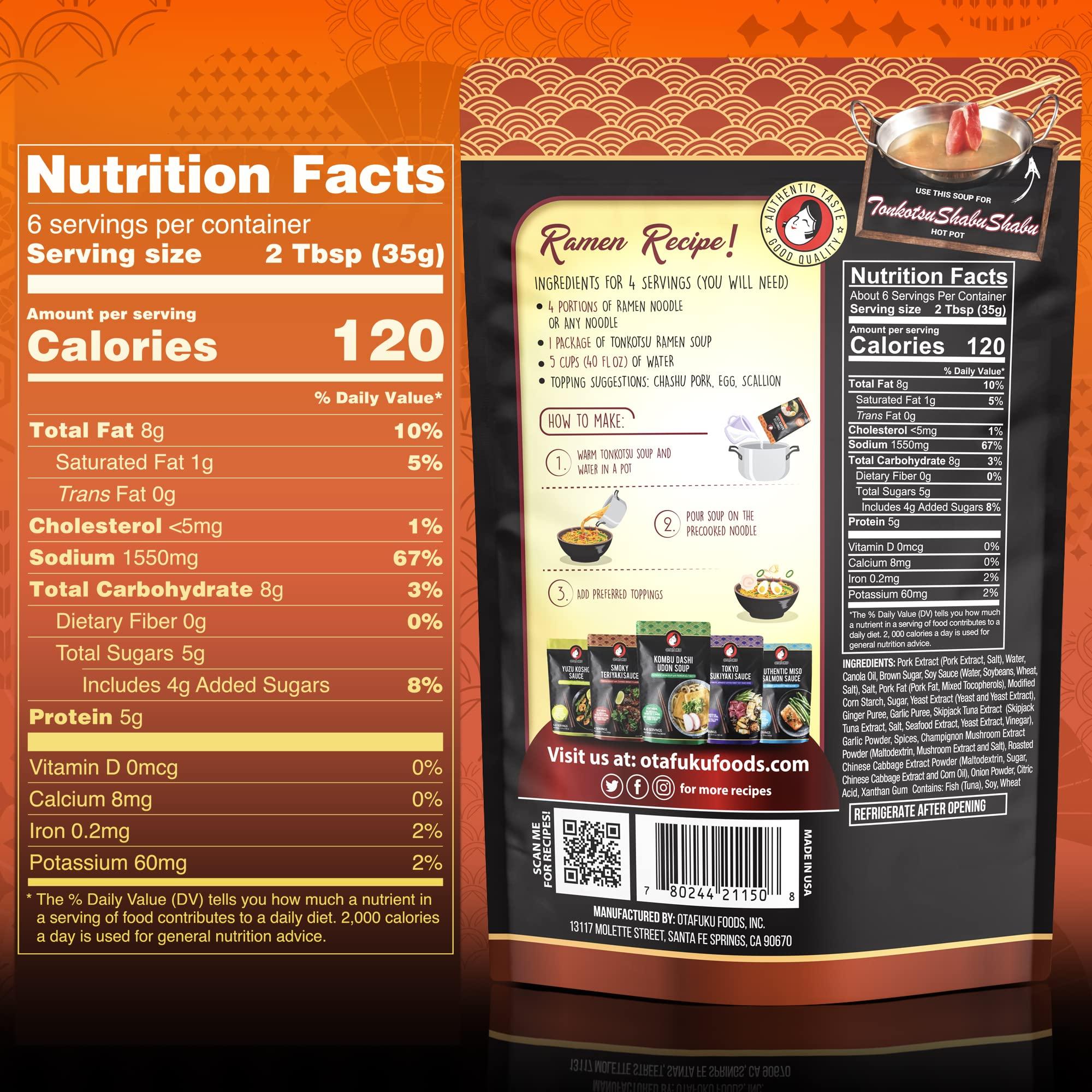 Otafuku Otafuku Tonkotsu Ramen Shoyu Broth Concentrate, Rich Pork-Based Soup Mix for Authentic Japanese Ramen Noodles, 7.5oz (6 Pack)