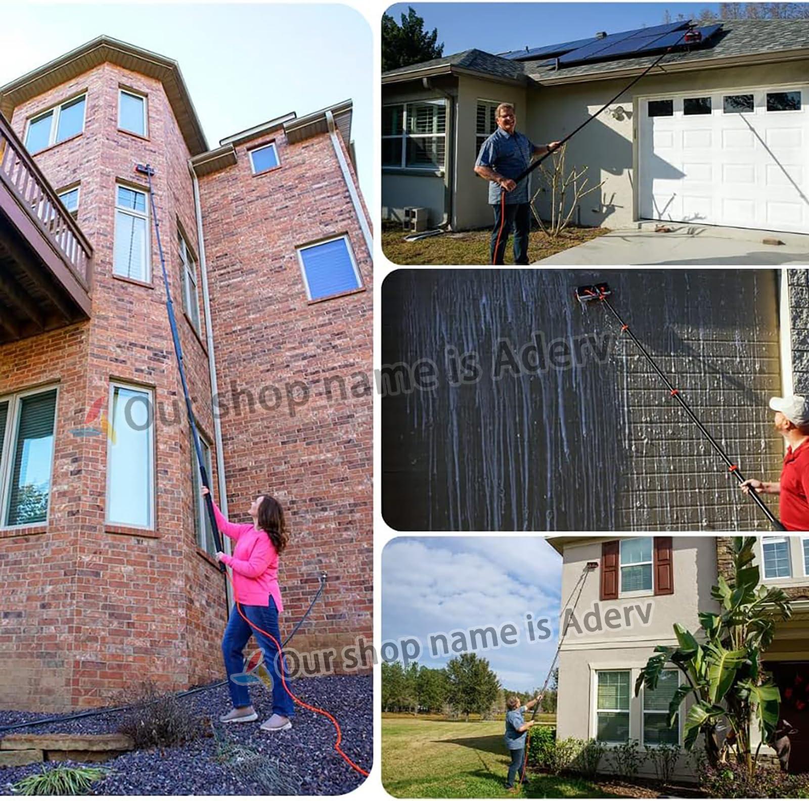 WWTSMYXGS 3.6-10.8M Window Cleaning Pole,Water Fed Telescopic Brush,Window Cleaner Kit with Squeegee,Extendable Solar Panel Washing Equipment Cleaning Conservatory Roof Extendable Cleaner (5.4M)