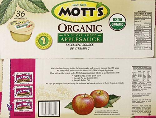 Mott's Mott's Organic No Sugar Added Apple Sauce, 3.9 Ounce, 36 Count (14800003840)