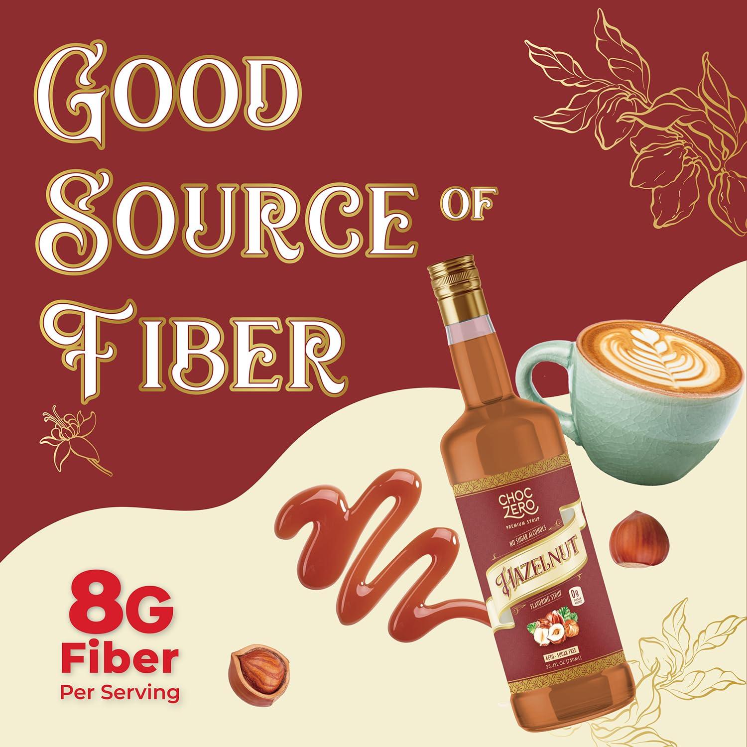 ChocZero ChocZero Sugar Free Hazelnut Syrup for Coffee - Keto Flavoring Syrups - Low Calorie Simple Syrup for Flavored Drinks, 25.4 Ounces Bottle (Pack of 1)