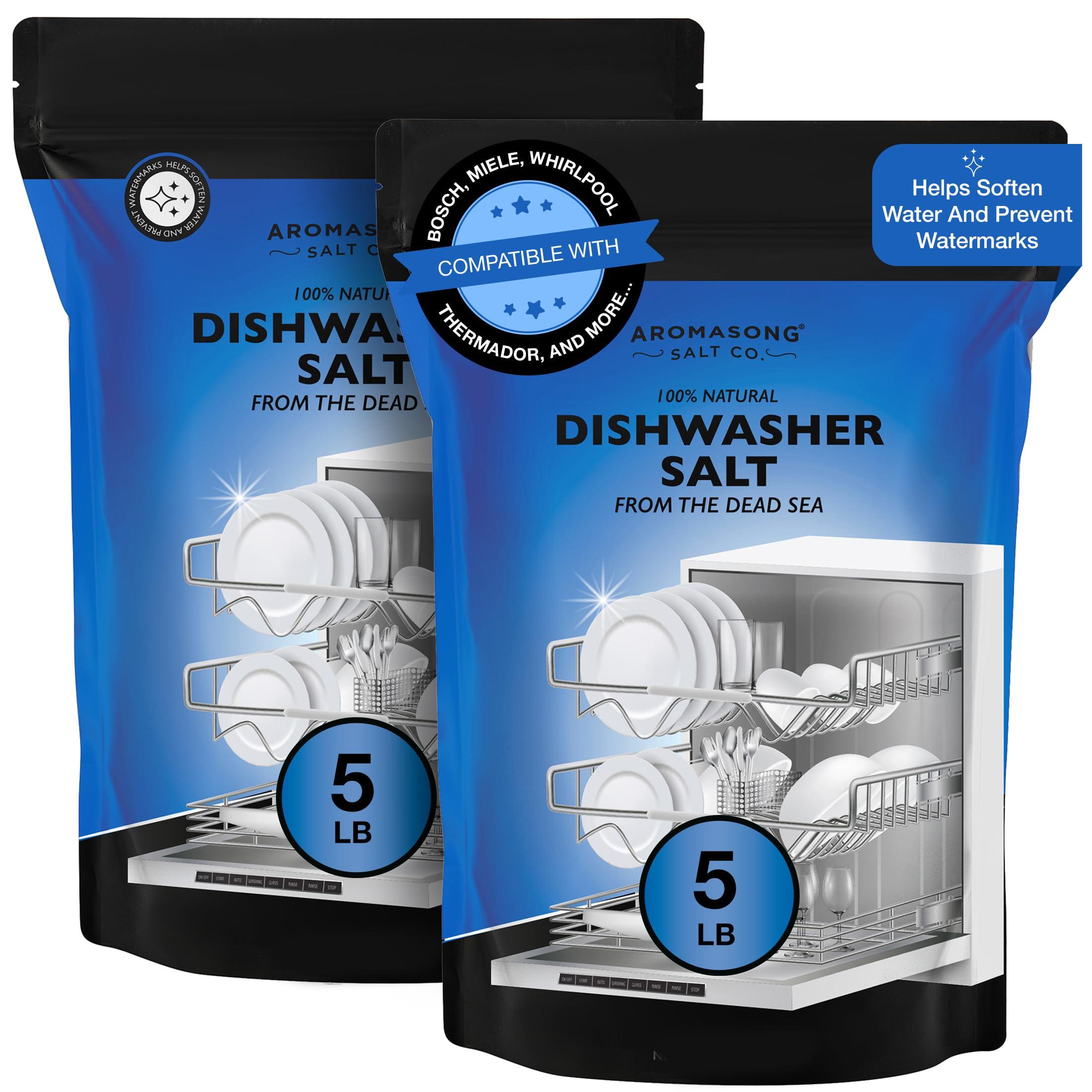 Aromasong Aromasong Dishwasher Salt 10 LB - 100% Natural Water Softening Agent for Cleaner Dishes & Washer Reactivation. Compatible with Bosch, Miele, Whirlpool, Thermador, and More (packaging may vary)