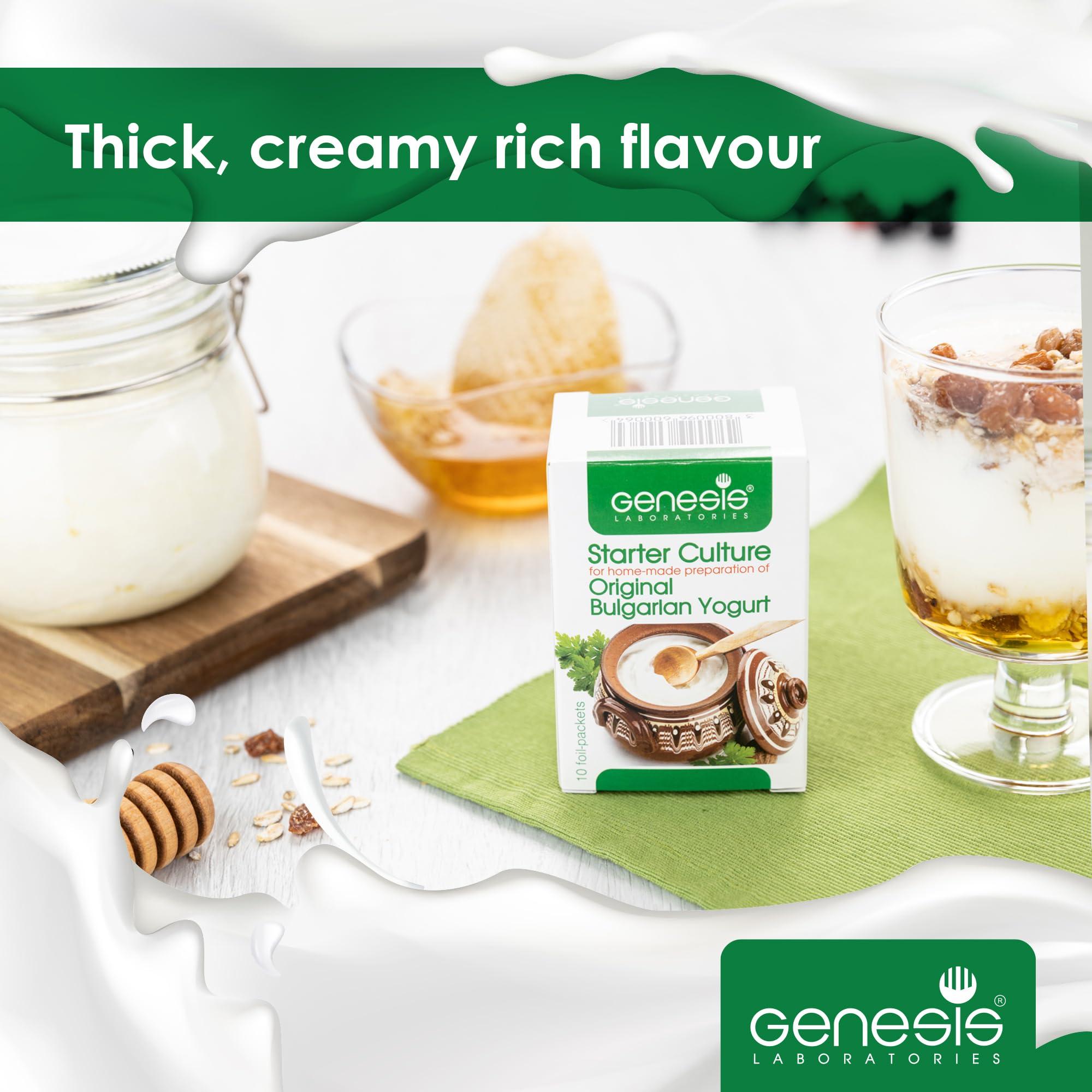 Genesis Laboratories Bulgarian Yogurt Starter Culture Natural Probiotic Yogurt Culture Starter Homemade Yoghurt Starter up to 50 Liters Lactobacillus bulgaricus 10 sachets