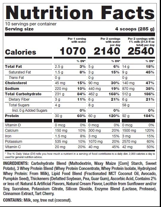 Mutant Mutant Mass Extreme Gainer Whey Protein Powder Build Muscle Size and Strength High Density Clean Calories (Vanilla Ice Cream, 6 lbs)