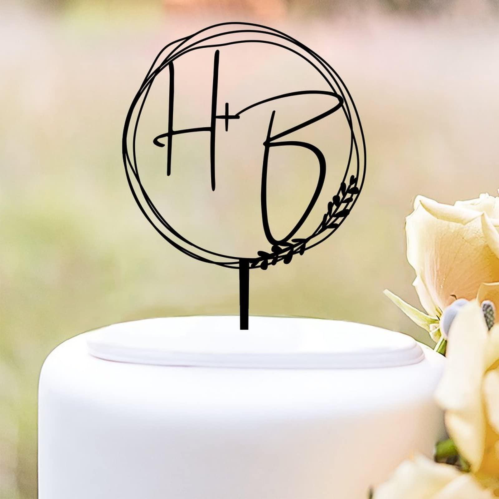 NoneQeleve Personalized Initials Wedding Cake Toppers,Custom Letter Cake Topper,Monogram Wedding Cake Toppers ,Acrylic Cake Topper Speical Event Decor