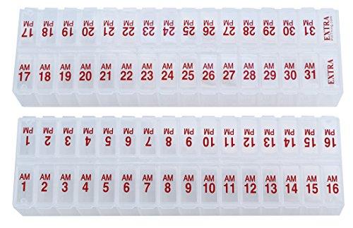 PILL THING Twice-a-Day Monthly Pill Box Planner Set - AM & PM Medication Organizer for 31 Days! Set Contains 2 Organizers for One Month. (Clear - 31 Day AM/PM -1 Pack)