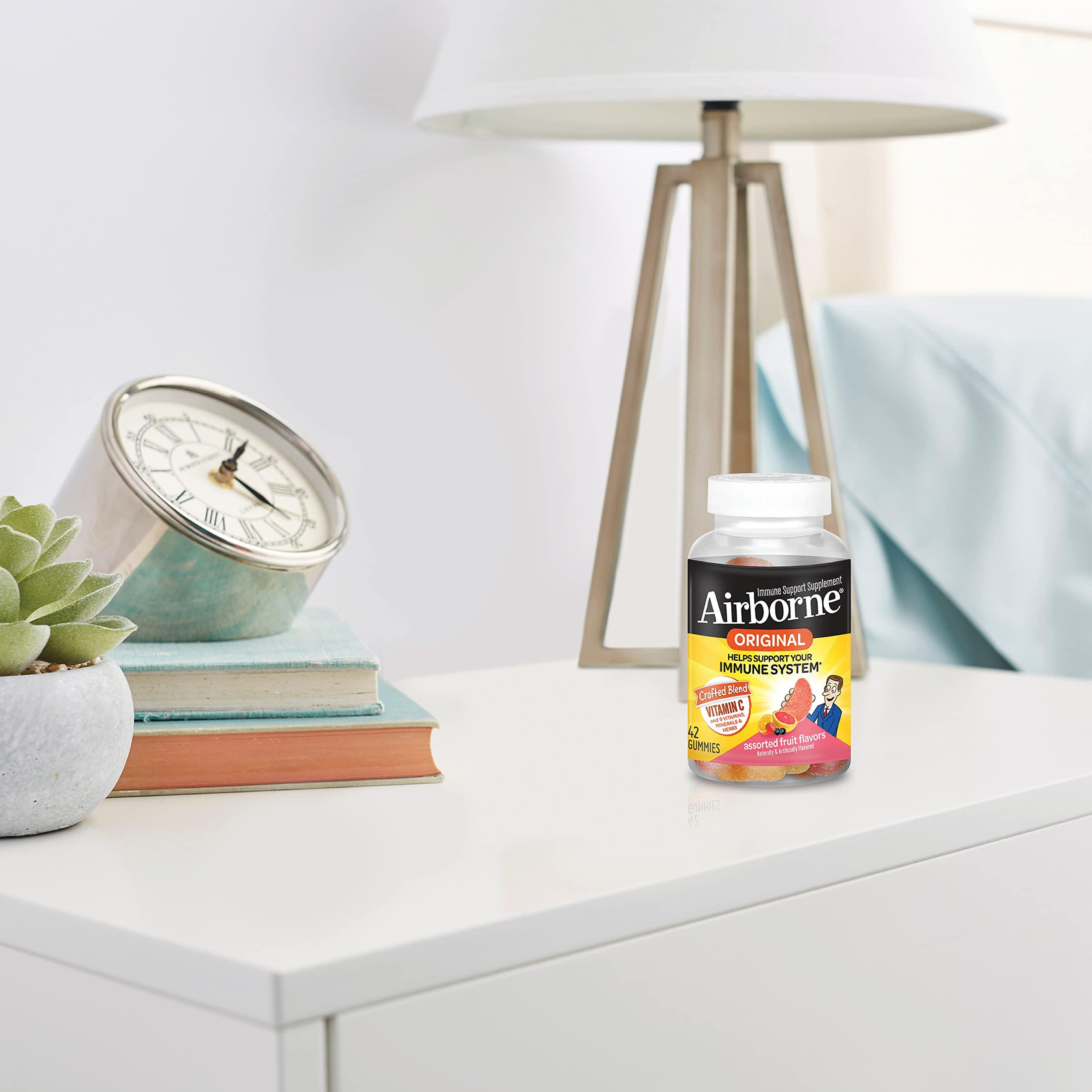 Airborne Airborne Vitamin C 750mg (per serving) - Assorted Fruit Gummies (42 count in a bottle), Gluten-Free Immune Support Supplement With Vitamins C E, Selenium