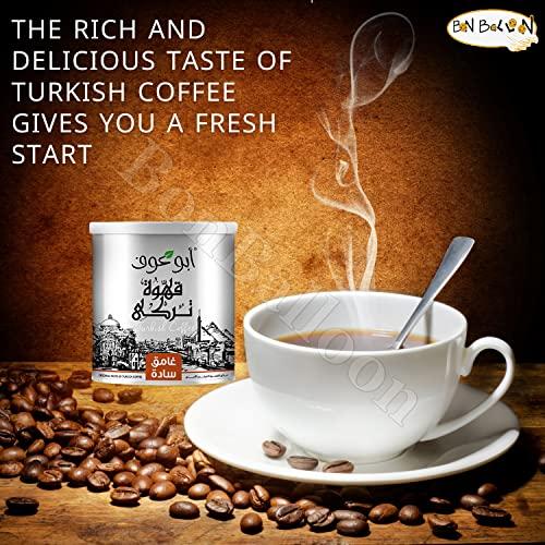 Abu Auf Abu Auf AbuAuf Oriental Original Turkish Coffee Cafe Arabic Arabian Arabica Ground Roasted Mud Coffee Plain Dark Roast (Plain Dark Roast 8.82 oz / 250 gm)