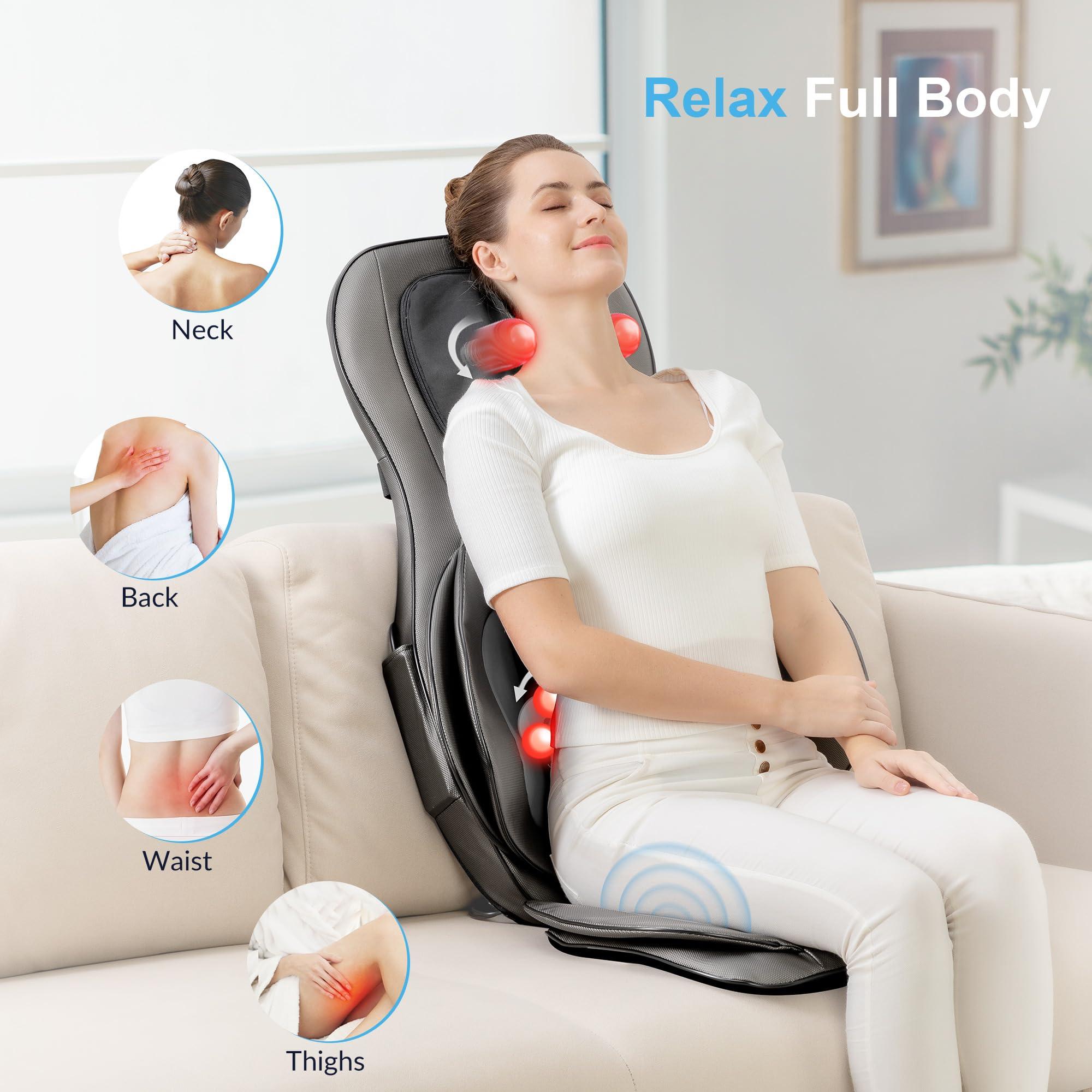 COMFIER COMFIER Shiatsu Neck Back Massager with Heat, 2D ro 3D Kneading Massage Chair Pad, Adjustable Compression Seat Massager for Full Body Relaxation, Christmas Gifts for Dad Mom Women Men,Dark Gray