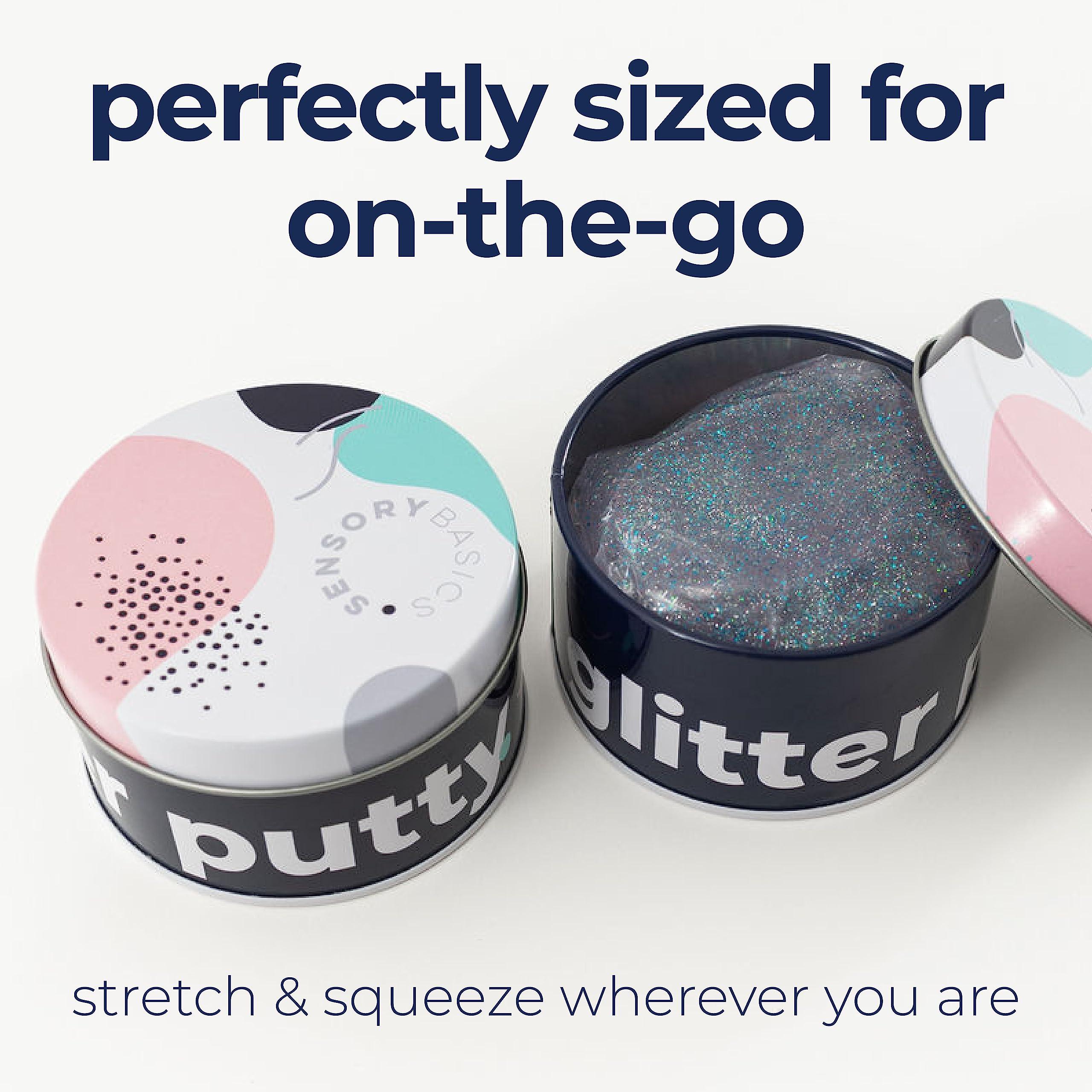 Sensory Basics Sensory Basics Shimmer Putty - Therapy Putty for Kids - Sensory Putty Slime - Clear Calming Putty with Sparkles - Sensory Putty for Kids with Tin - 3 oz