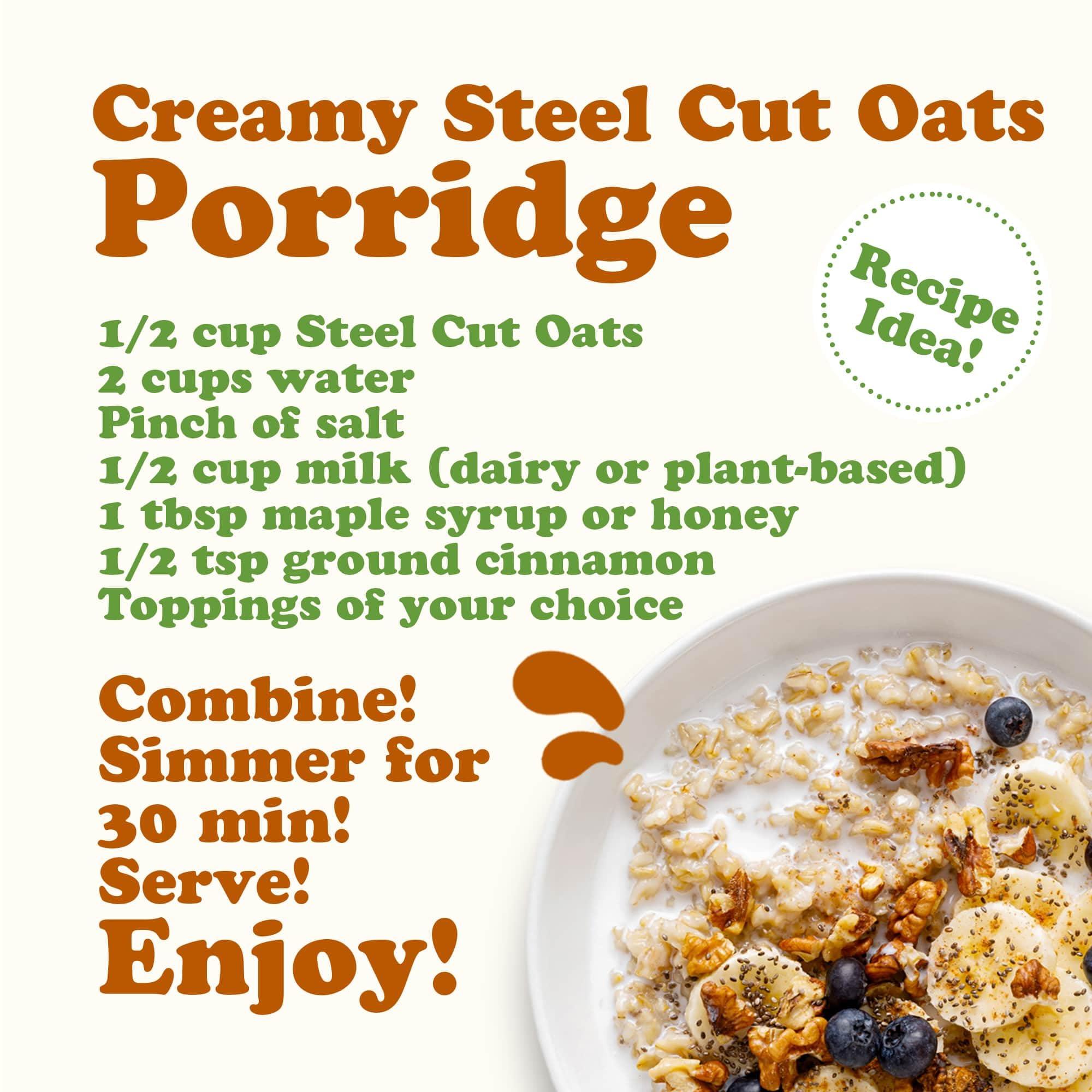 Food to Live Food to Live Steel Cut Oats, 1.5 Pounds - 100% Whole Grain Irish Oats, Quick and Easy Cooking Oatmeal, Hearty and Nutritious Cereal, High in Fiber and Protein, Raw, Unprocessed, Vegan, Kosher, Bulk