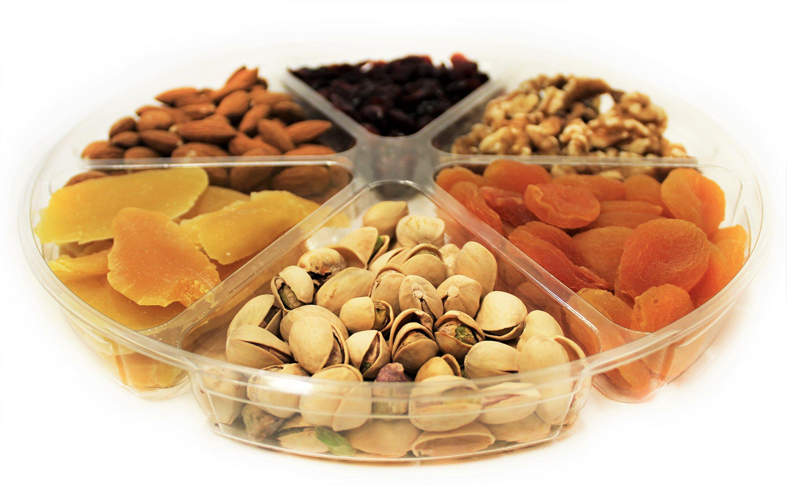 It's Delish Gourmet Raw Nuts & Dried Fruit Assortment Gift Tray 6-Pt by It\'s Delish Large Healthy Gift Box for Christmas Events Fathers Mothers Day Family Parties Birthday Valentines Anniversary & Sympathy