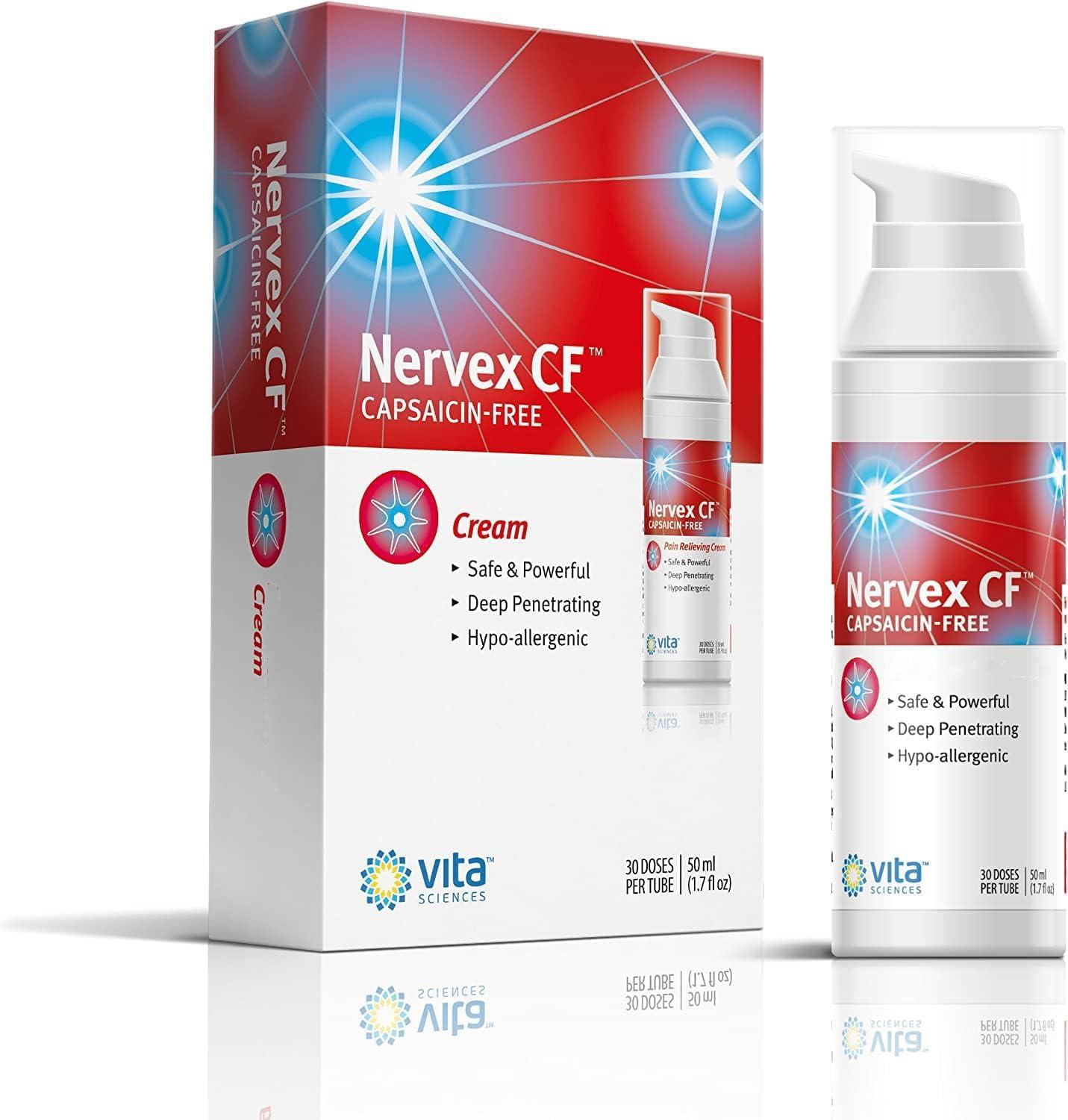 Vita Sciences Vita Sciences Nervex CF Neuropathy Relief for Hands and Feet - Powerful Cream Formula for Burning, Tingling, Numbness - with Arnica, B12, B1, B5, B6, E, MSM, Aloe, and Coconut Oil Base - Pack of 3
