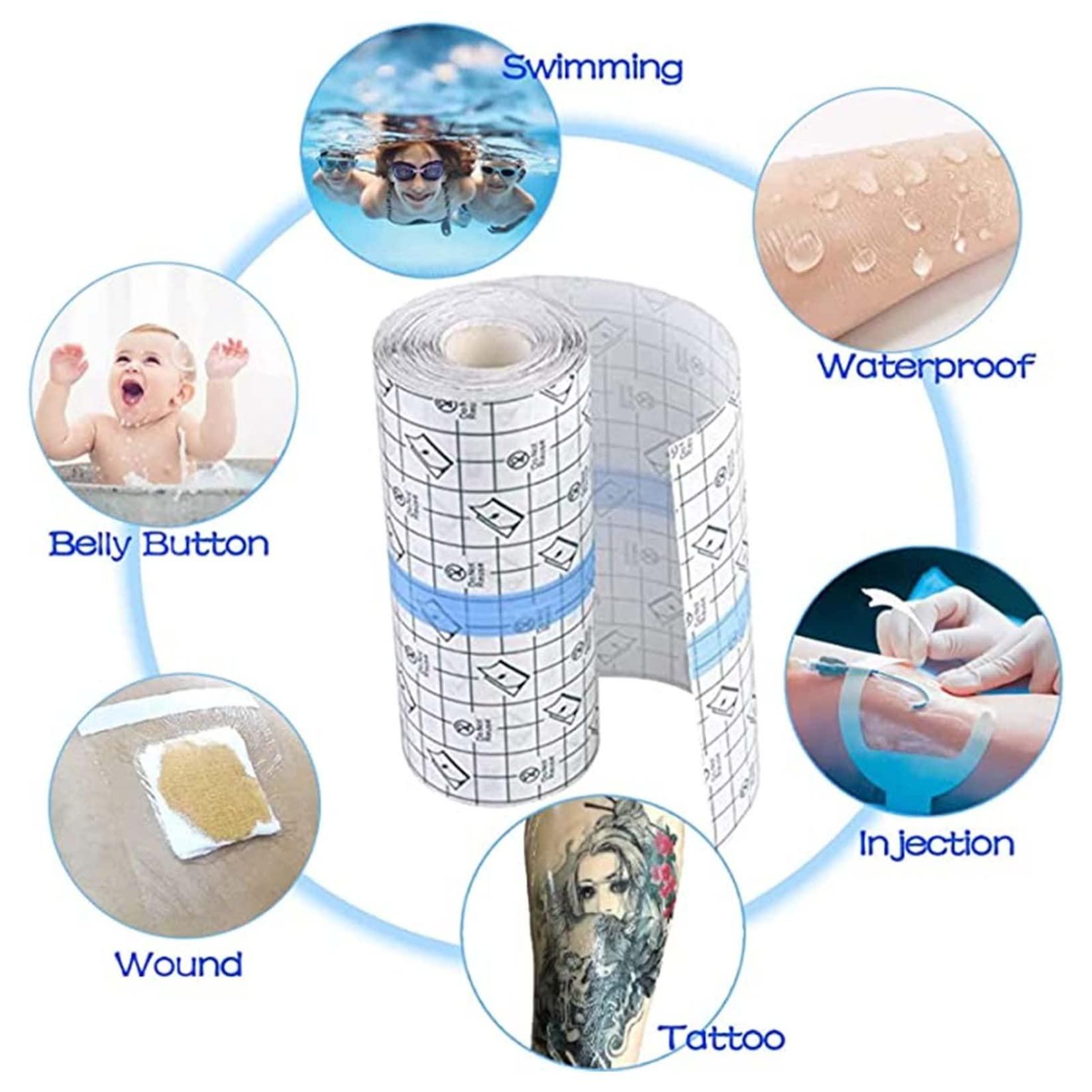Wedhapy Transparent Waterproof Adhesive Bandage Tape Second Skin Waterproof Dressings for Wounds Waterproof Transparent Second Skin Protection Plastic Tattoo Cover Skin Dressing Protective Cover 200x15cm